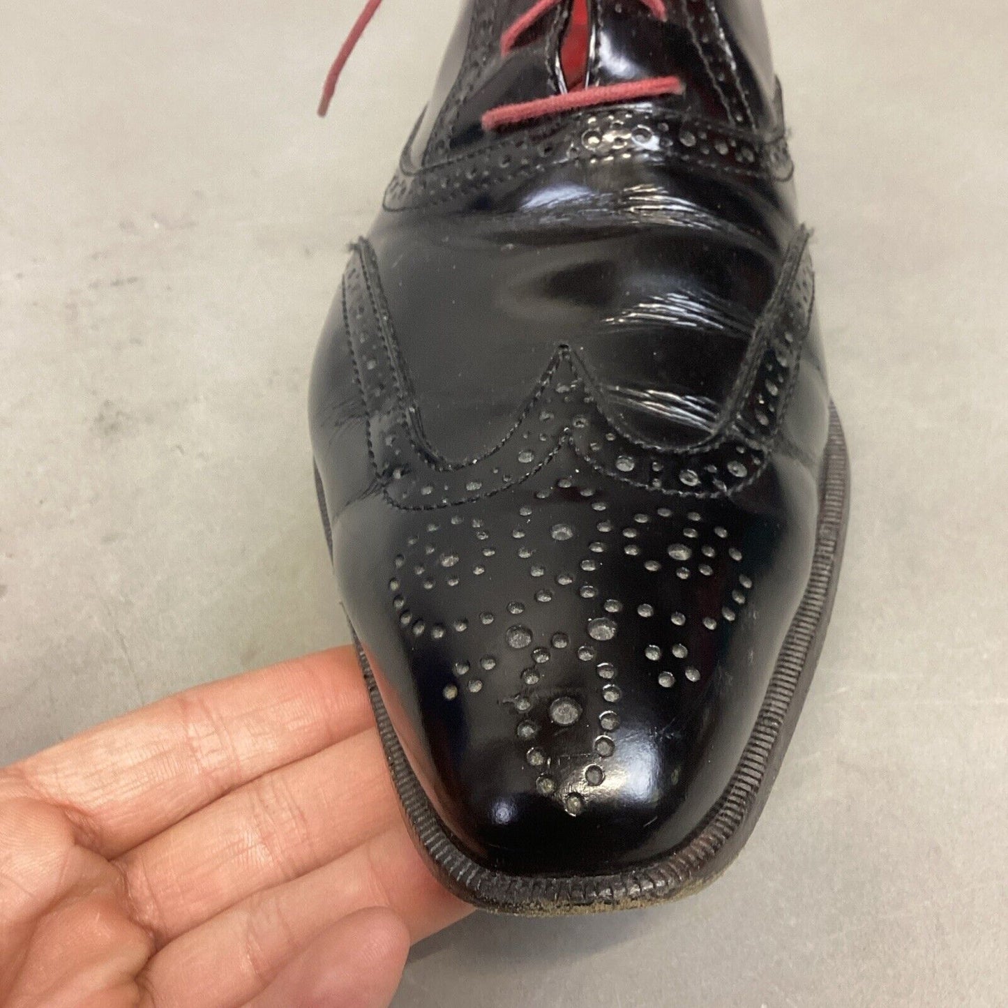Vaneau Bottier A Paris Men’s Wingtip Black Oxford Dress Shoes - 42 1/2