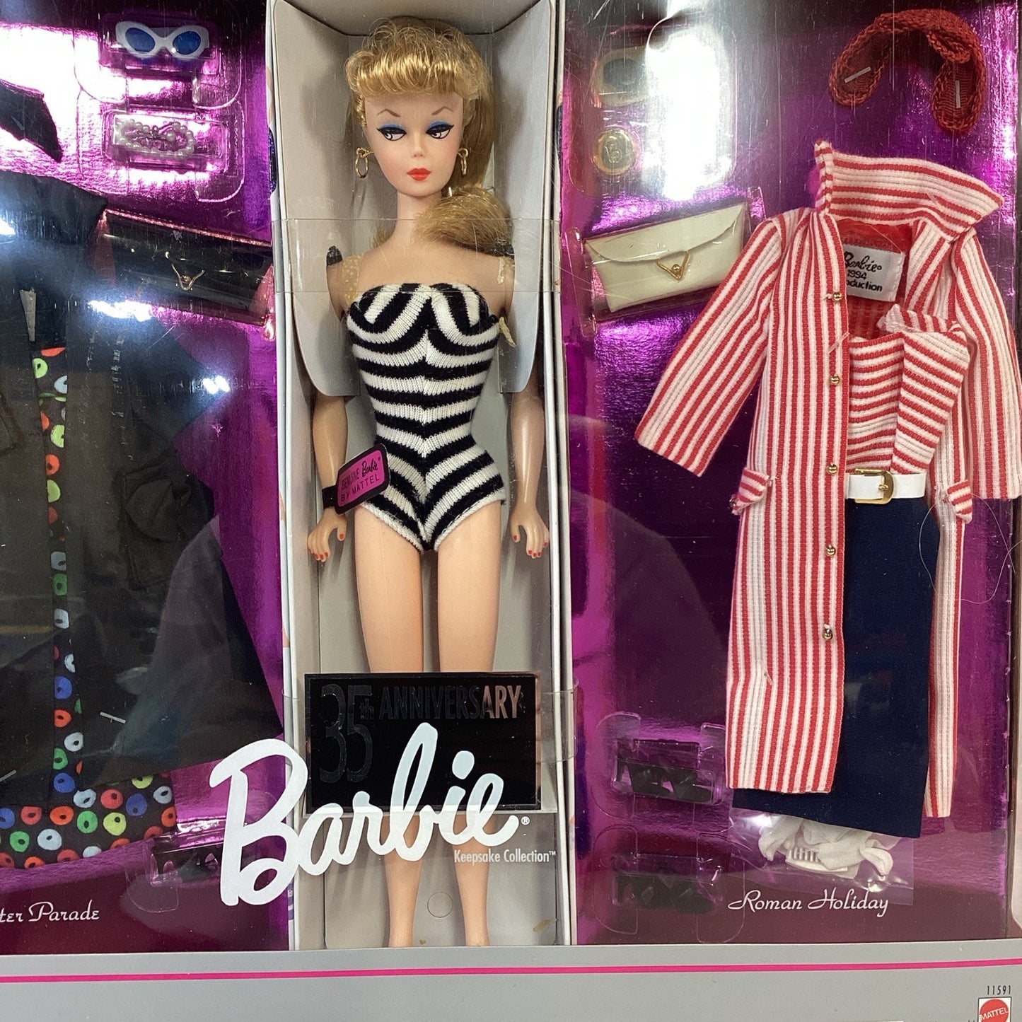 Barbie 35th Anniversary Barbie Doll, Fashions & Package 1959 Reproduction NOS