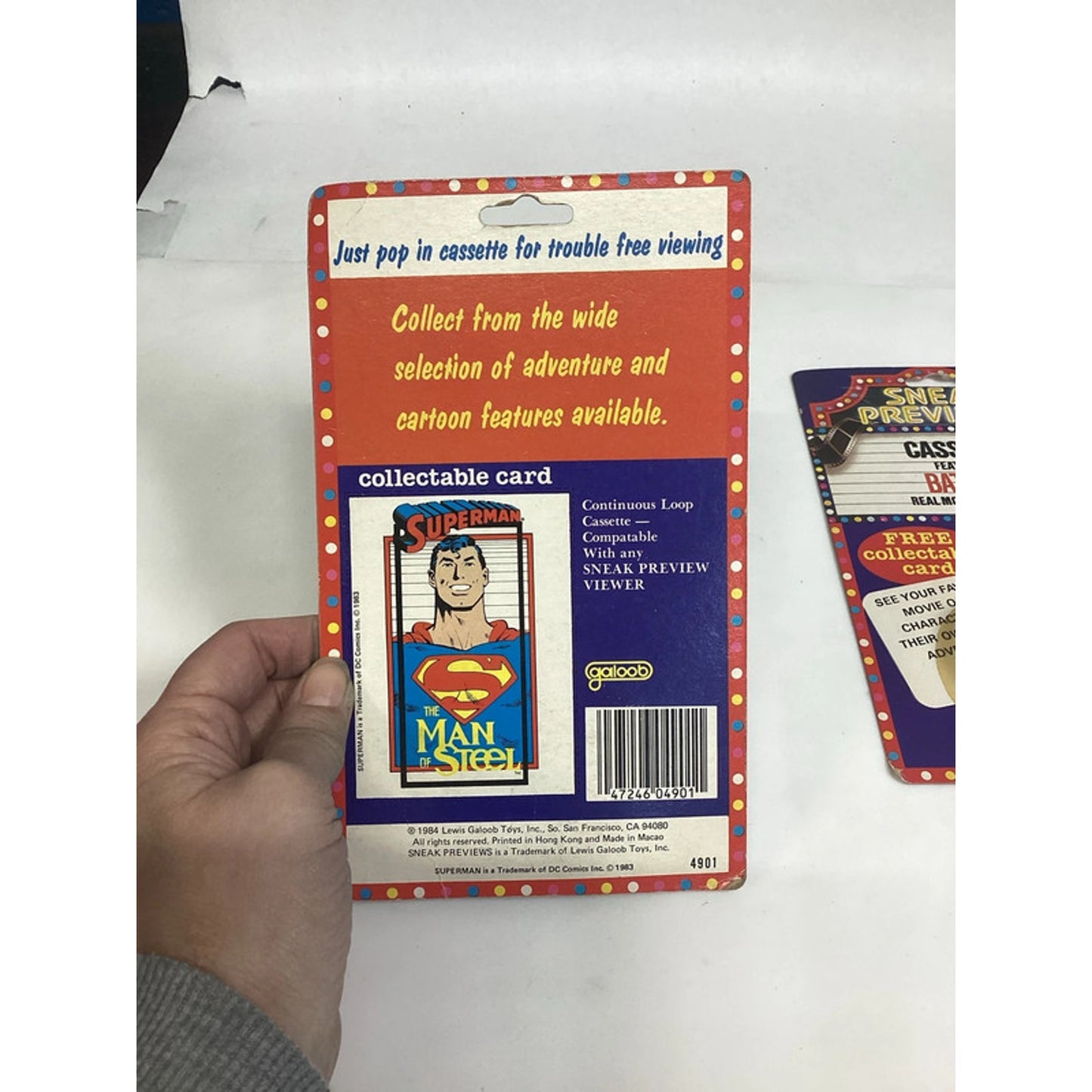 1984 Galoob Sneak Previews Cassette Superman & Batman Real Motion Pictures NOS
