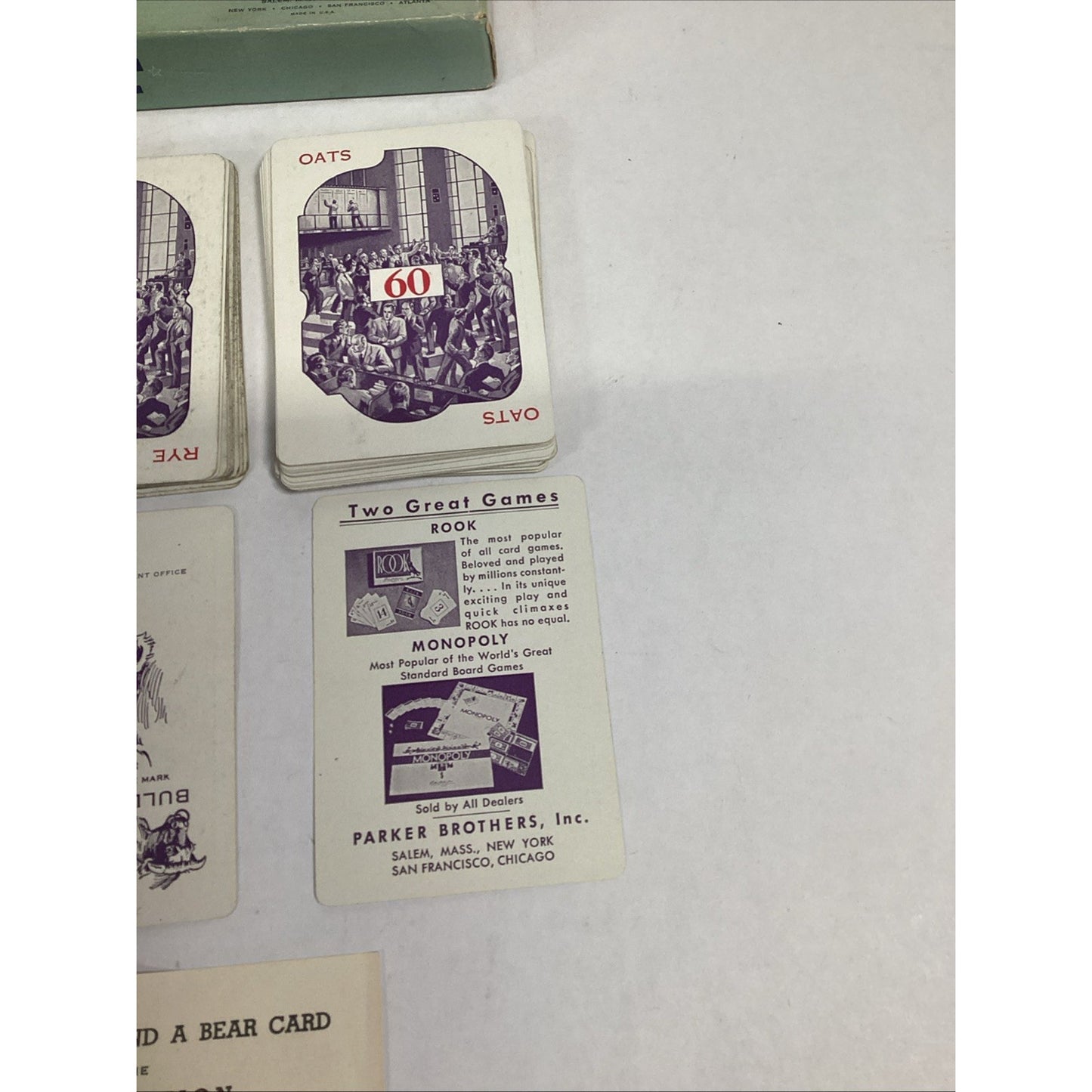 Vintage 1919 Pit Card Game by Parker Brothers - Bear & Bull Edition - Complete