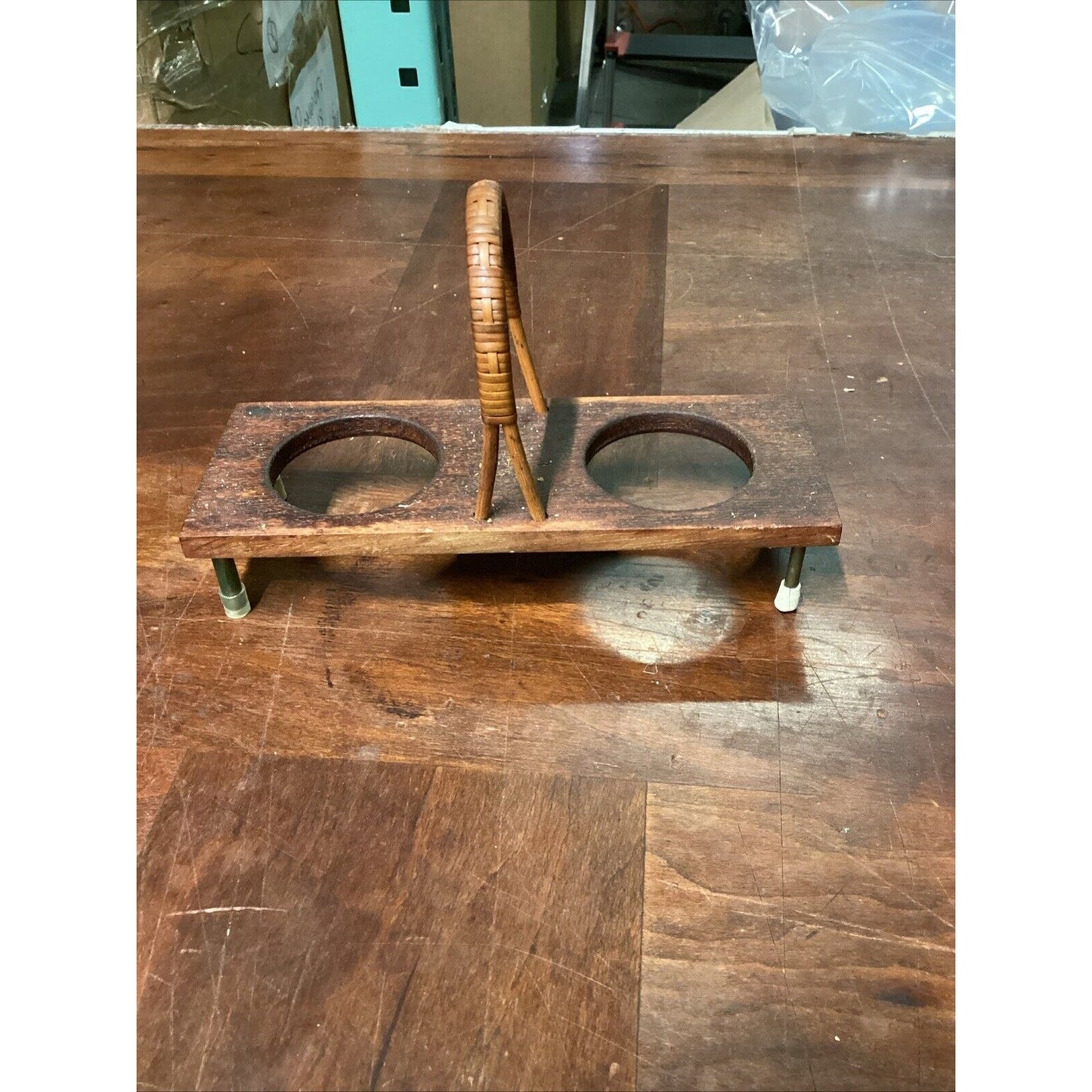 Vintage Glass Decanters With Wooden Stand/Holder