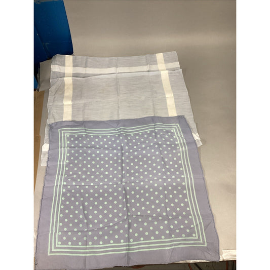 Set Of 2 - Blue Striped And Blue Polka Dot Scarves