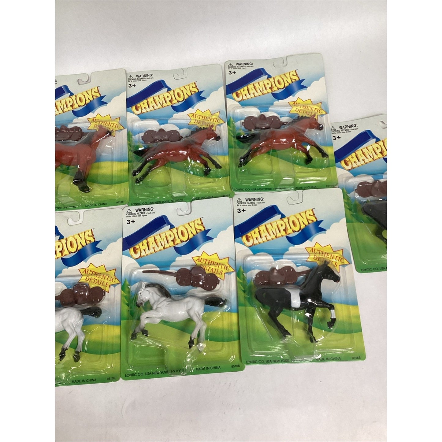 LOT Of 9 NEW Vintage LONTIC CO. Blue Ribbon Champions HORSES w/Saddles - New