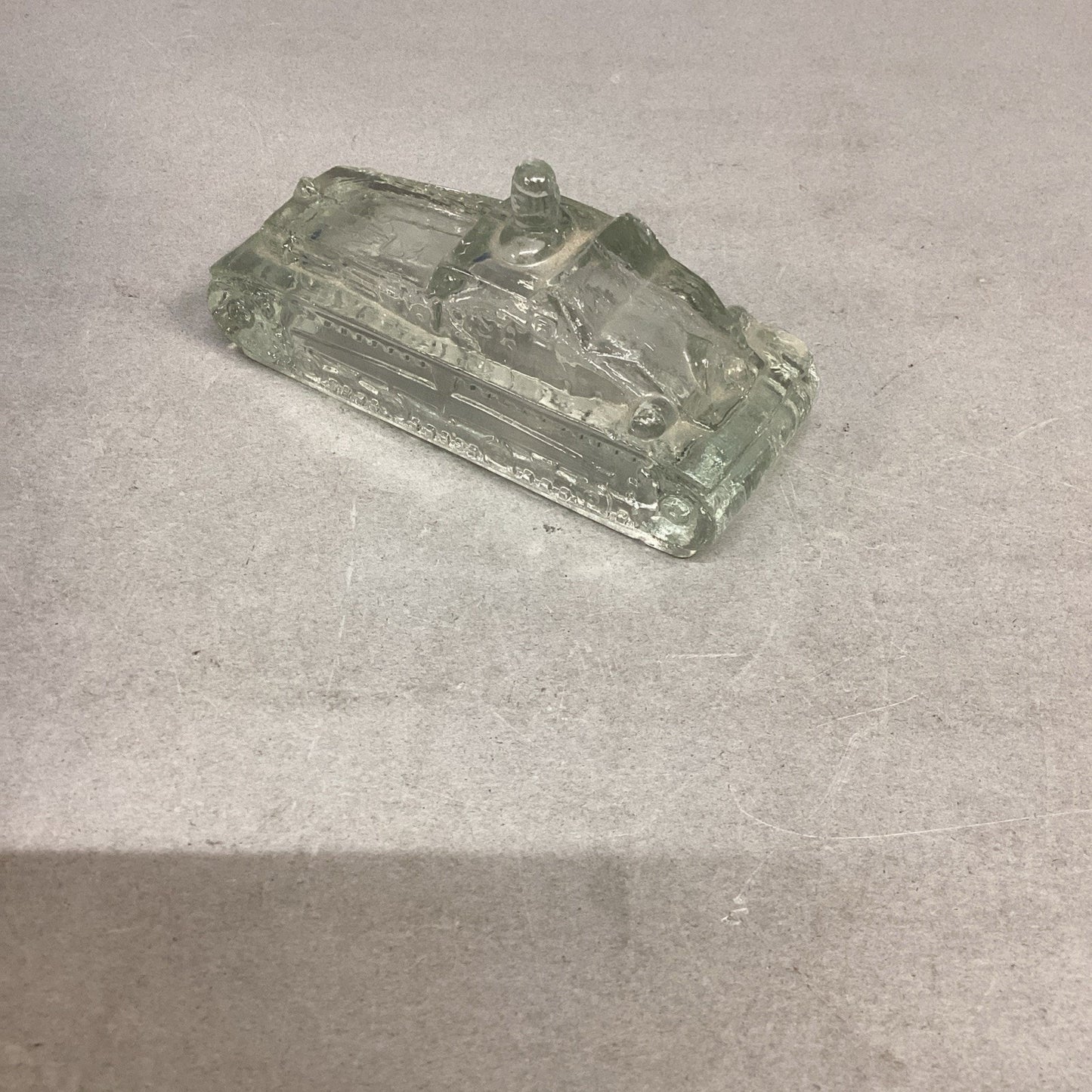 Vintage USA 1942 WWII Era Tank Victory Glass Candy Container
