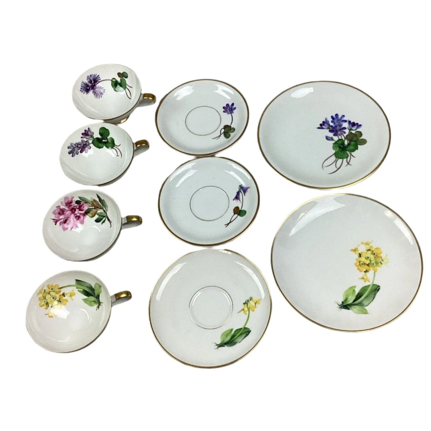 Vintage Hanmalerei Set Of 9 Cups/Saucers/Salad & Bread Plates