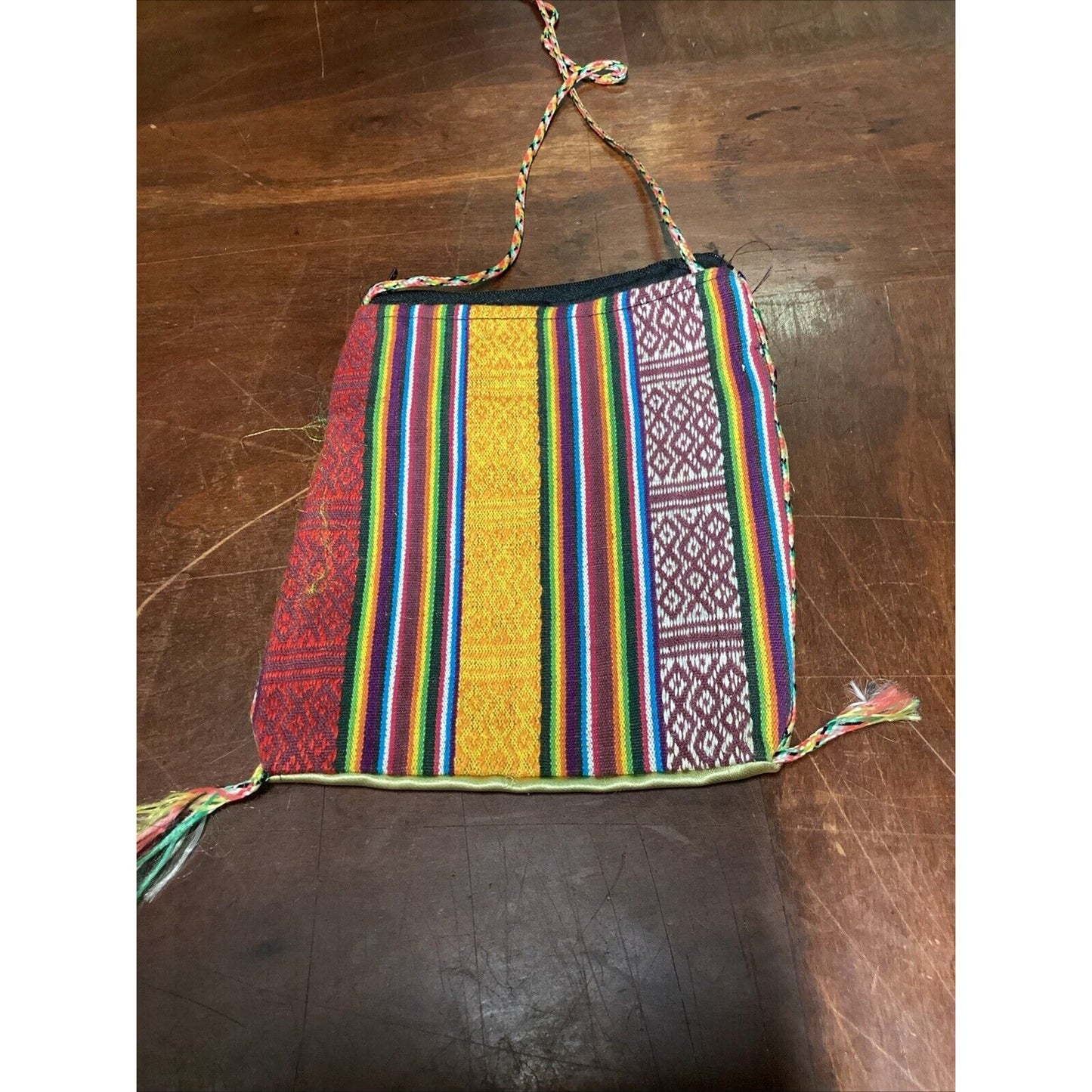 Multicolored Asian Silky Cross Body Purse Bag With 2 Pockets