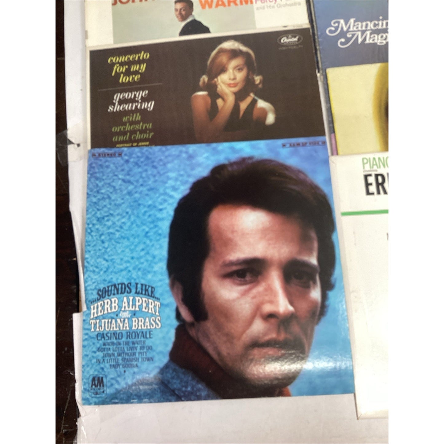 8 Vinyl Records - Ray Anthony, Johnny Mathis, George Shearing, Herb Alpert