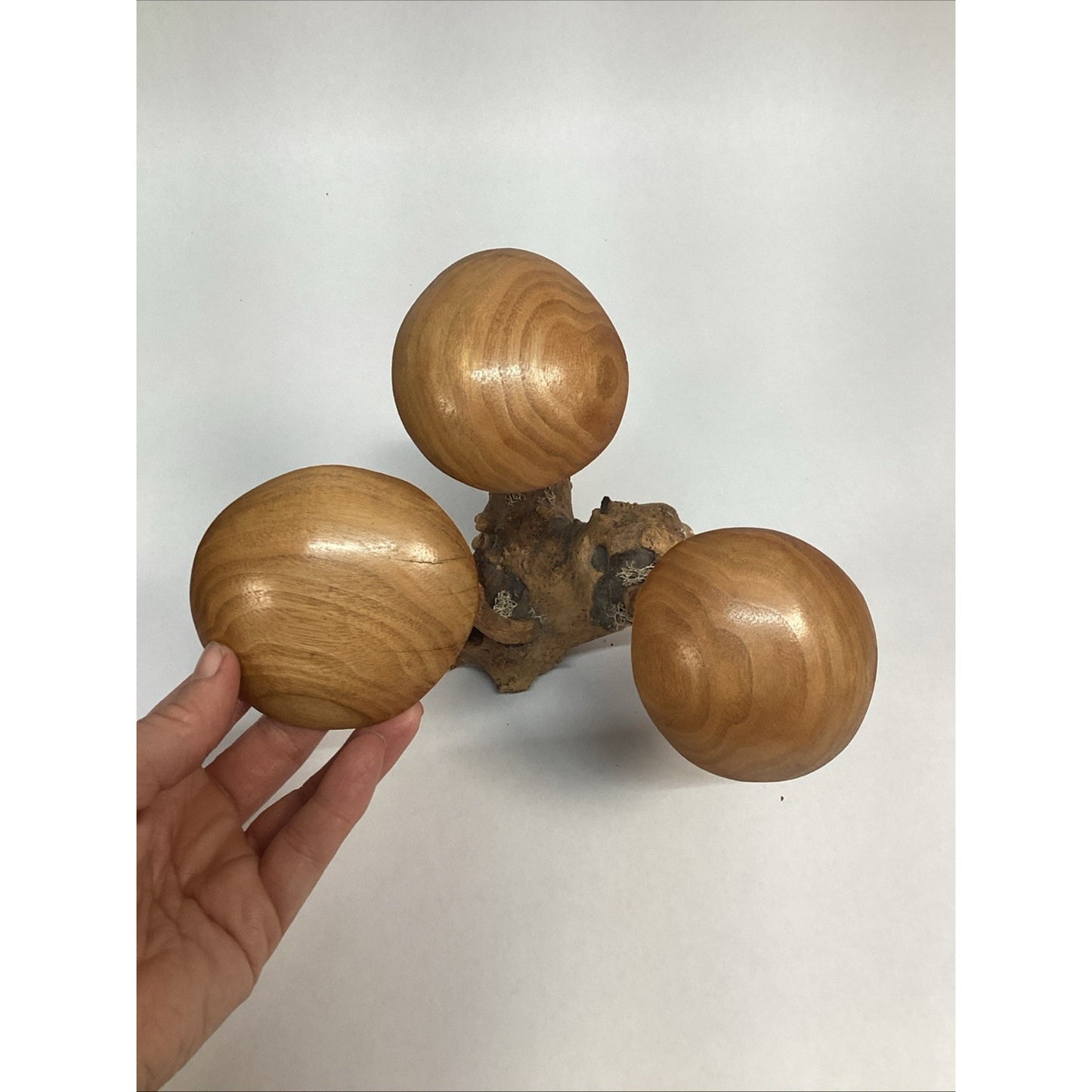 Vintage Hand Carved Glazed Wooden Sculpture