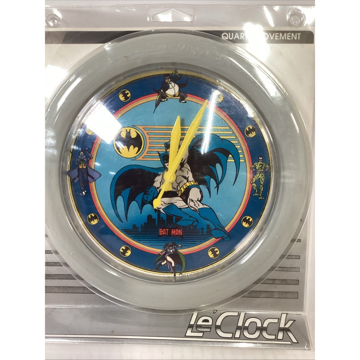 Vintage 1989 DC Comics Batman Le Wall Clock - Quartz Movement - NOS - 8.5”D