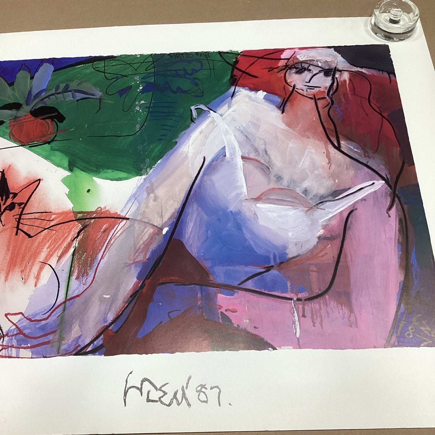Mleu 1987 - Patio #18 - Woman & Cat Poster - 30.25x24.75”