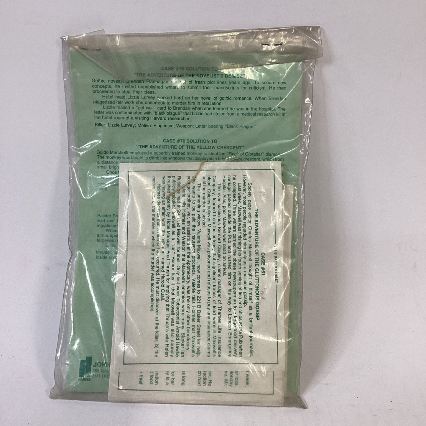 Vtg New Sealed 1979 221 B Baker Street Game Expansion Set #4