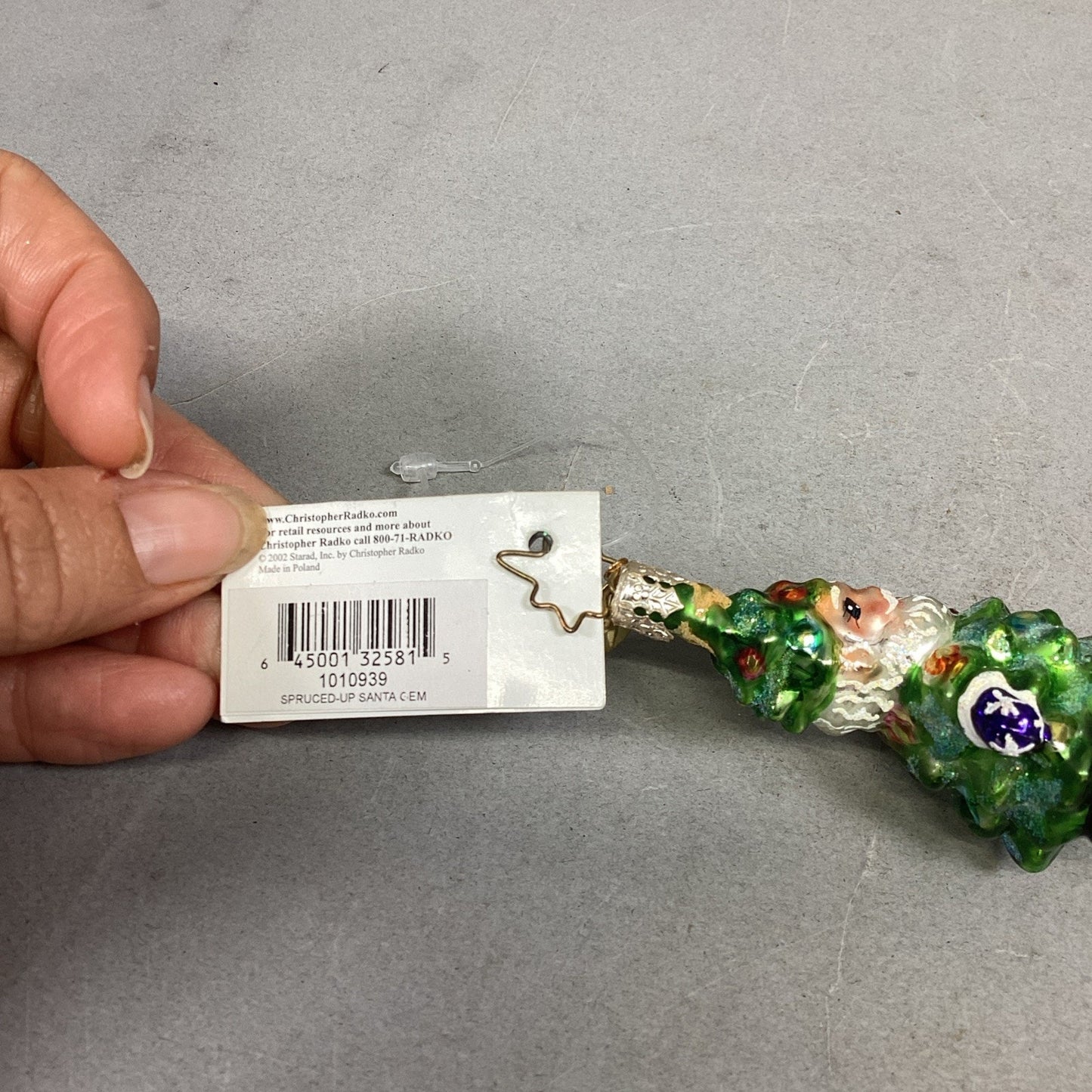 Radko Spruced Up Santa Gem With Tags #1010939 - Damaged