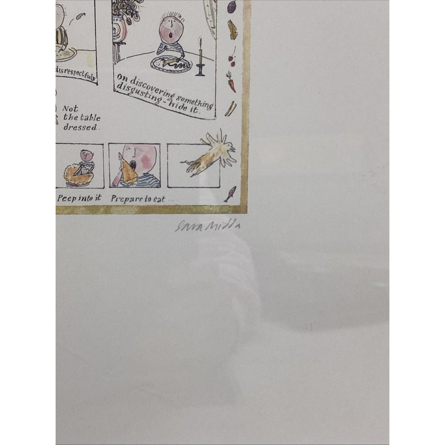 Signed Limited Edition Watercolor Art Print By Sara Midda -Table Manners 161/200
