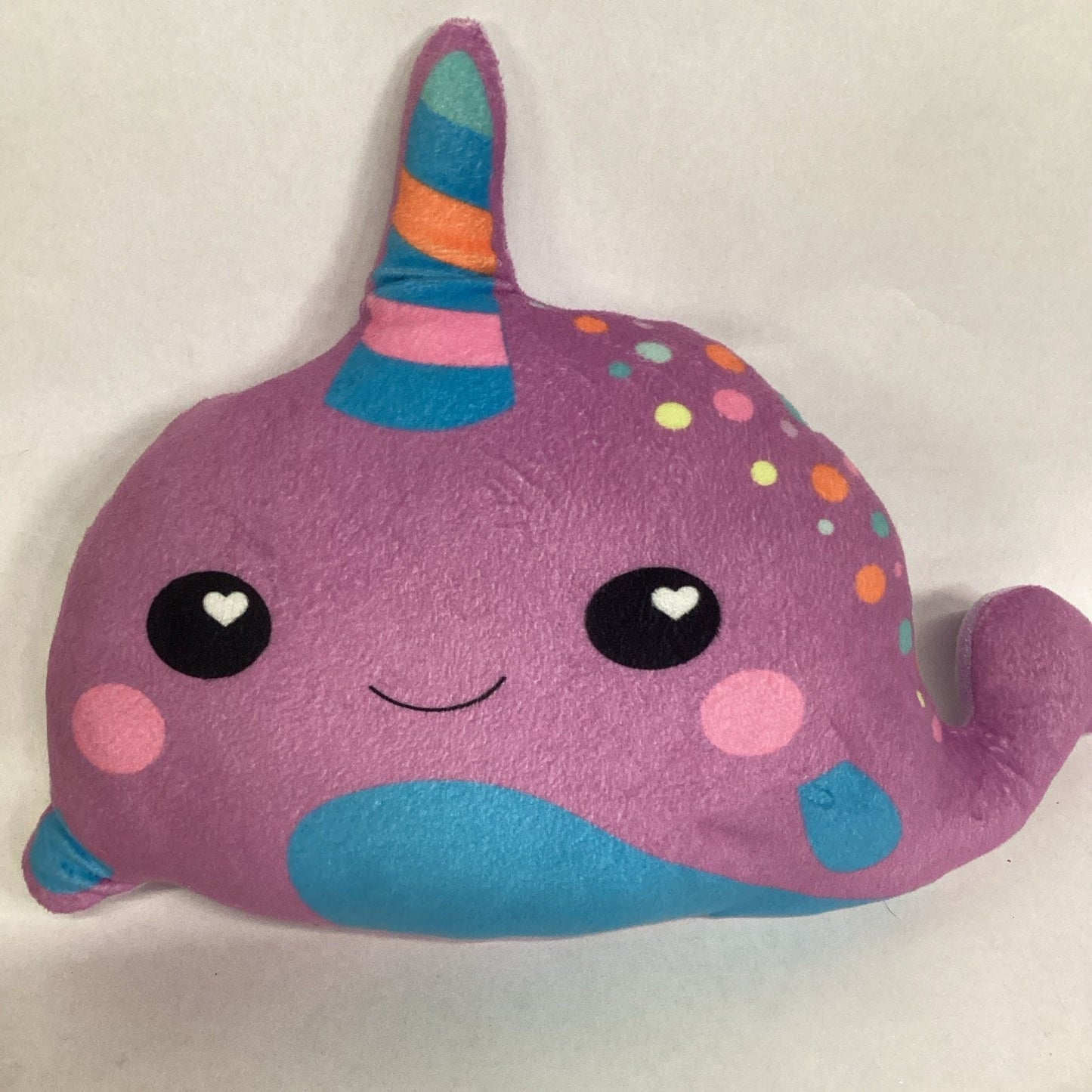 Purple Narwhal Unicorn Whale Rainbow Stuffed Animal Pillow Plush 17" Long