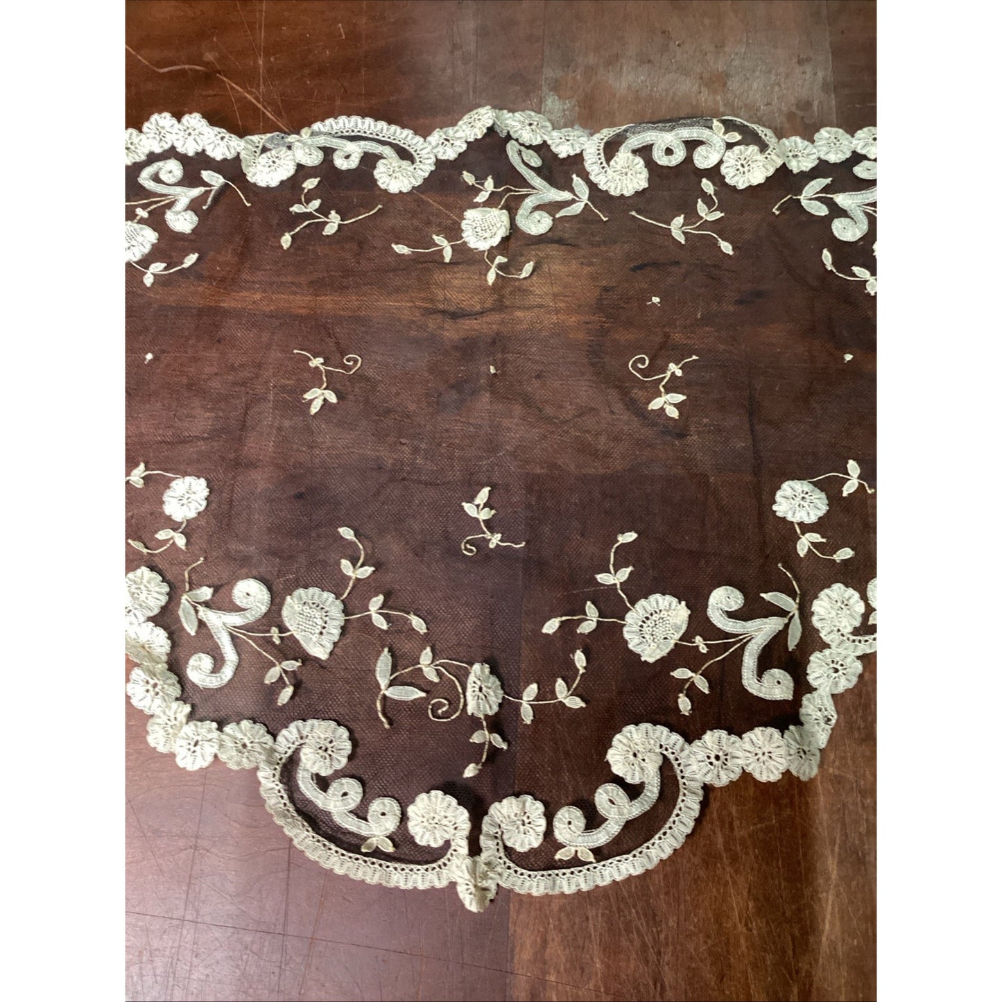 Black Floral Lace Table Runner And Embroidered Flower Scarf