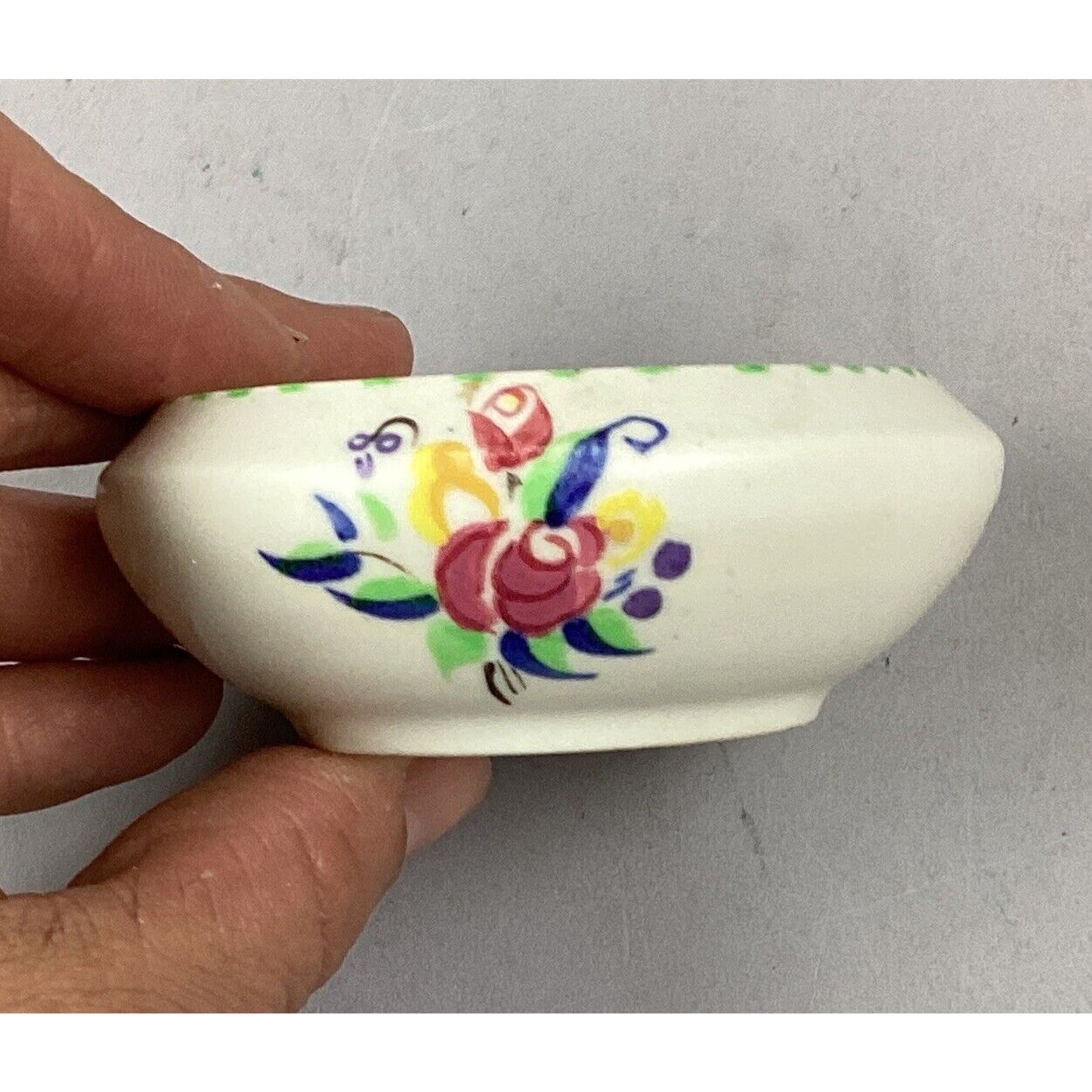 Poole Pottery - Traditional Hand Painted Flower Decorated Dipping Bowl - 2.5”