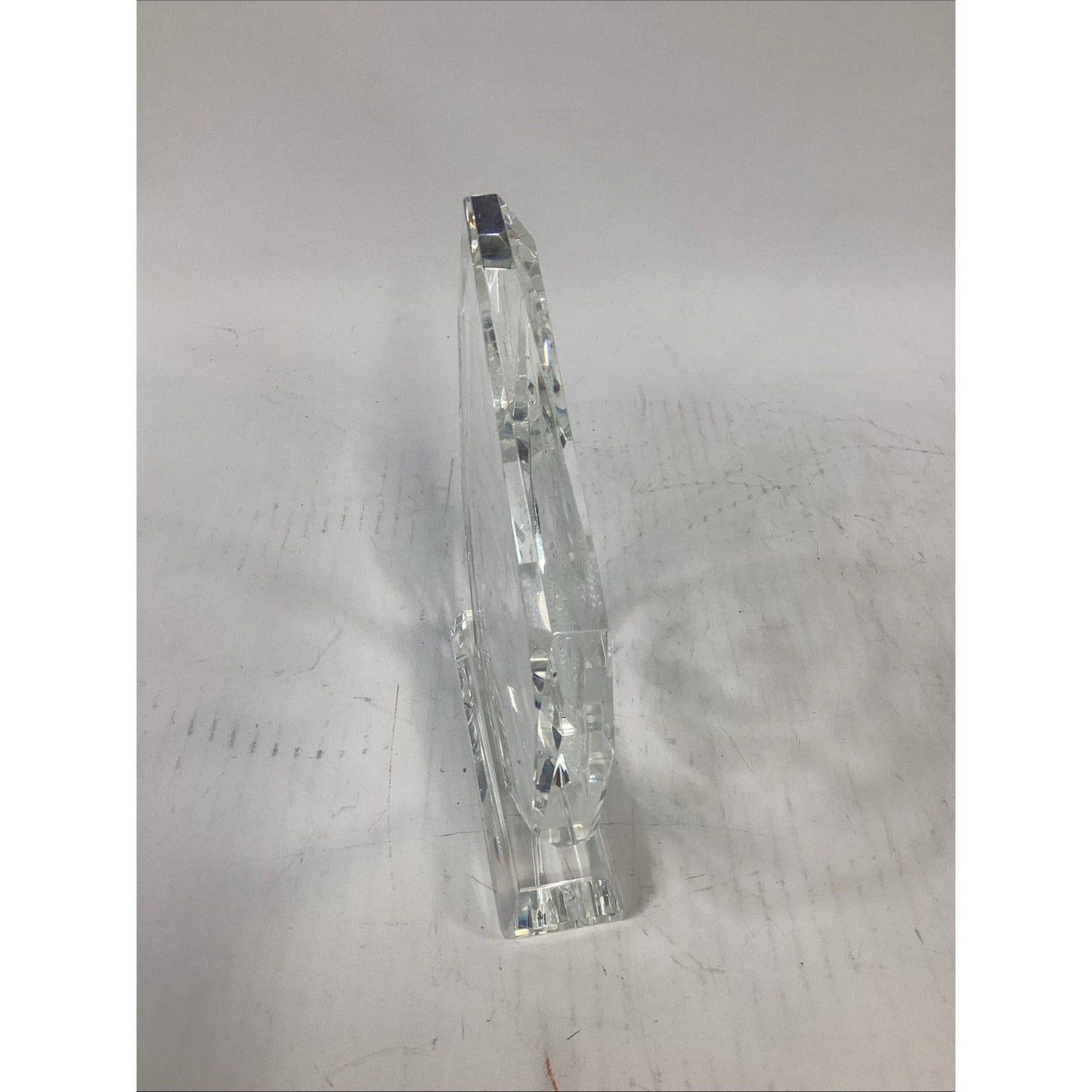 Hand Etched Clear Crystal Glass Lucky Dragon Prism Paper Weight Sculpture