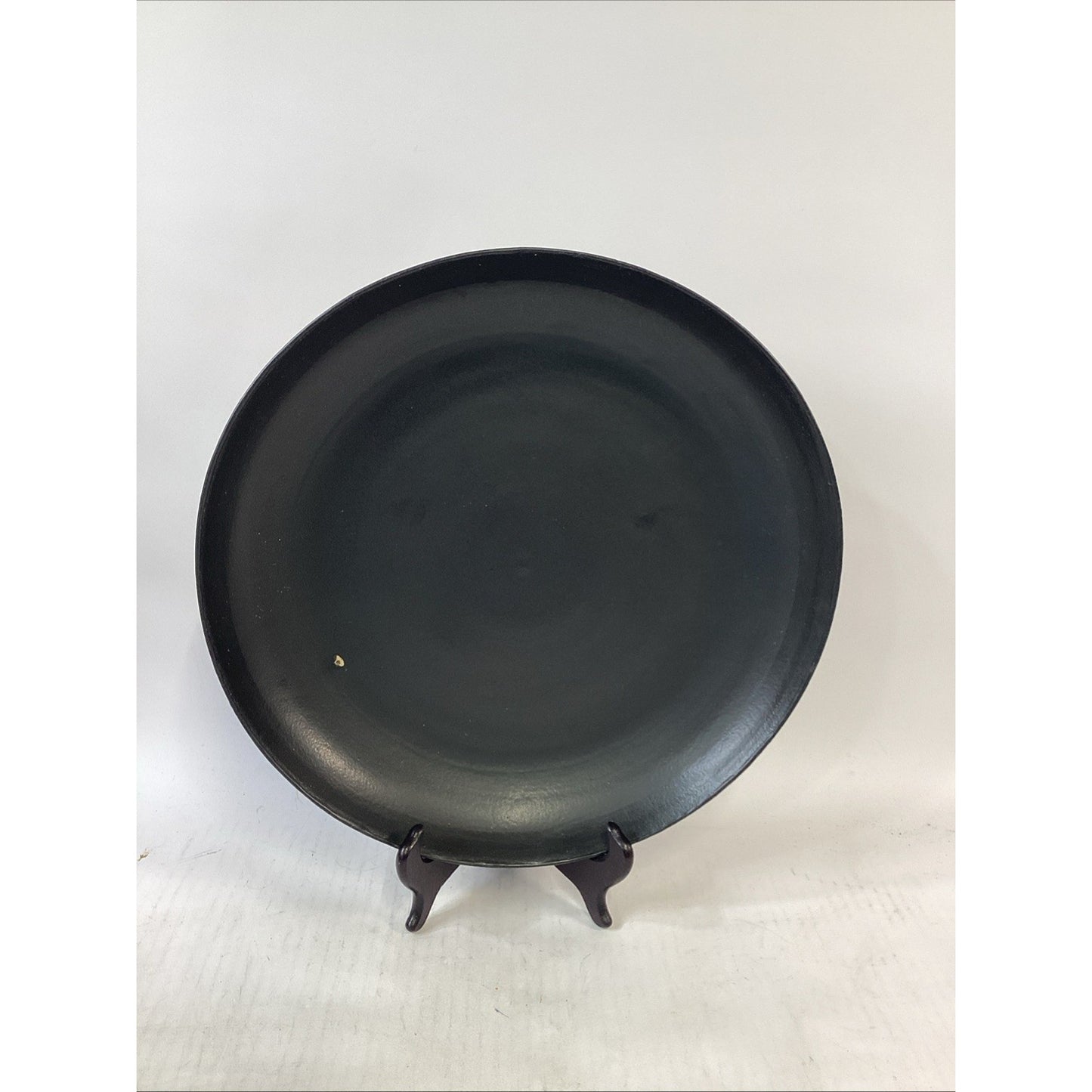 Vintage Large 14.5” Black Matte Raised Plate Platter
