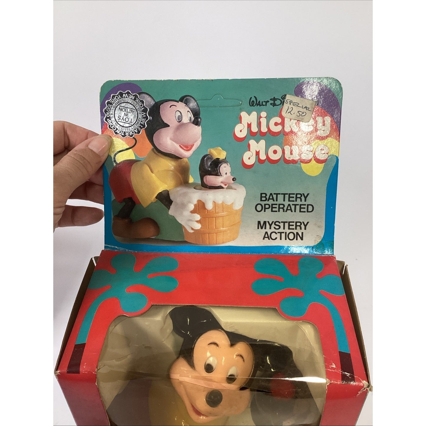 Lot Of 2 Vintage NOS 1970’s Disney Toys W/ Mystery Action - Mickey & Donald Duck