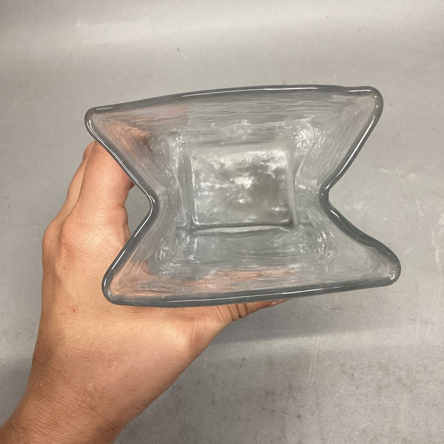 Hand Blown Crackled Glass Vase - 8.75”H