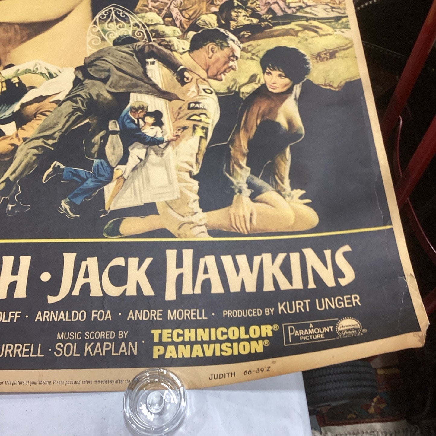 Vintage 1965 ‘Judith’ Movie Poster - Paramount Pictures - 61x40”