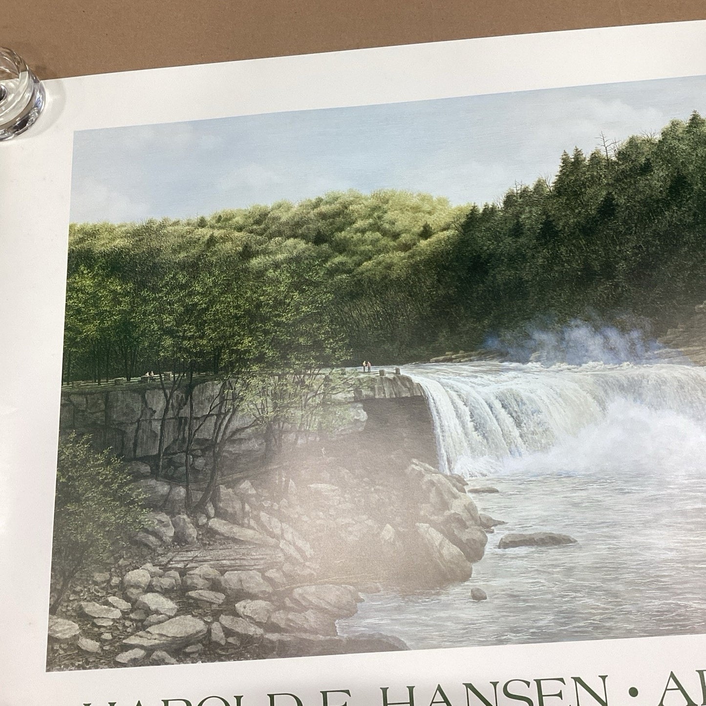 Harold E. Hansen 1984 Waterfalls Poster - Art Expo Posner Gallery - 27.25x22”