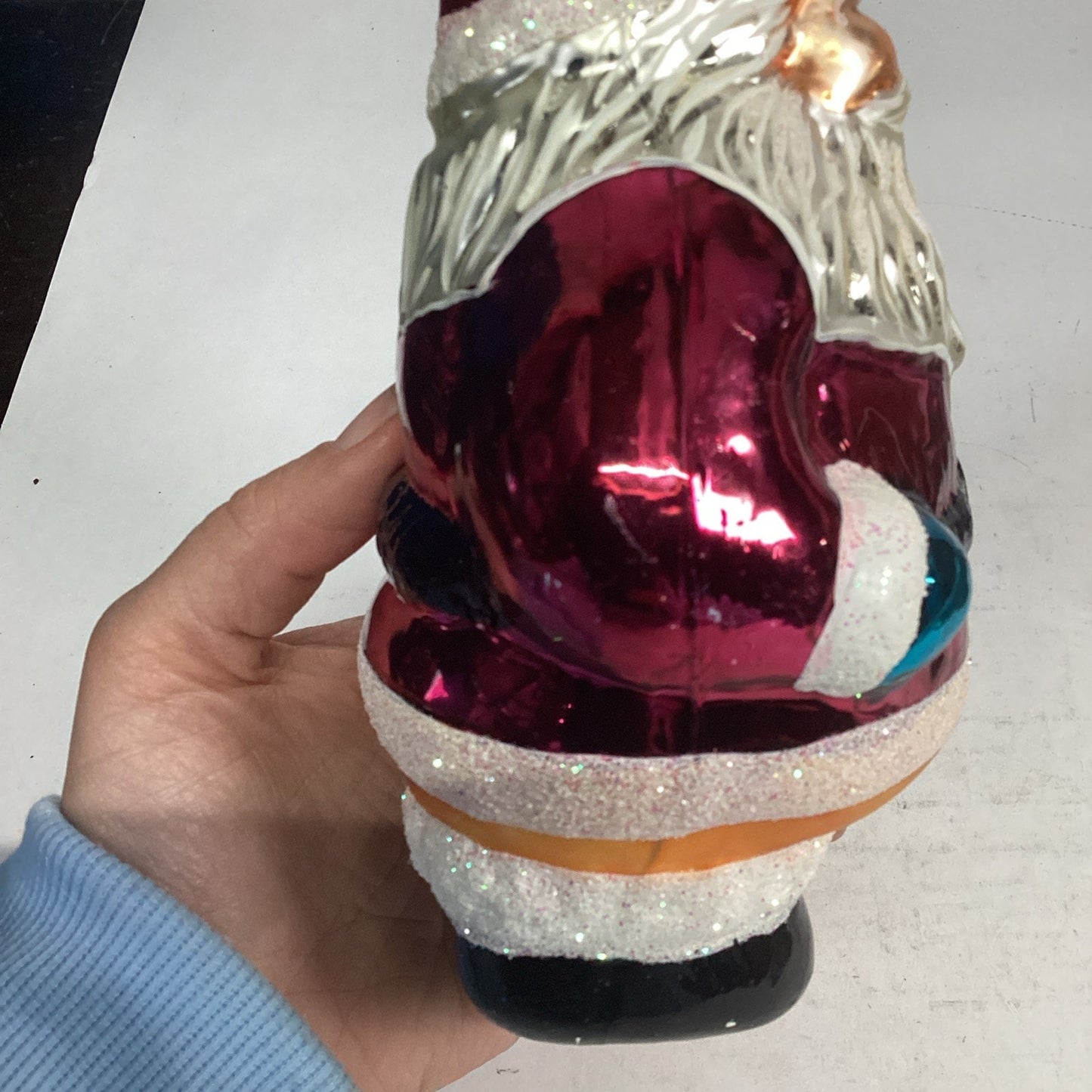 Vintage Christopher Radko “Round About Santa” Glass Ornament 6.5” 95-005-0