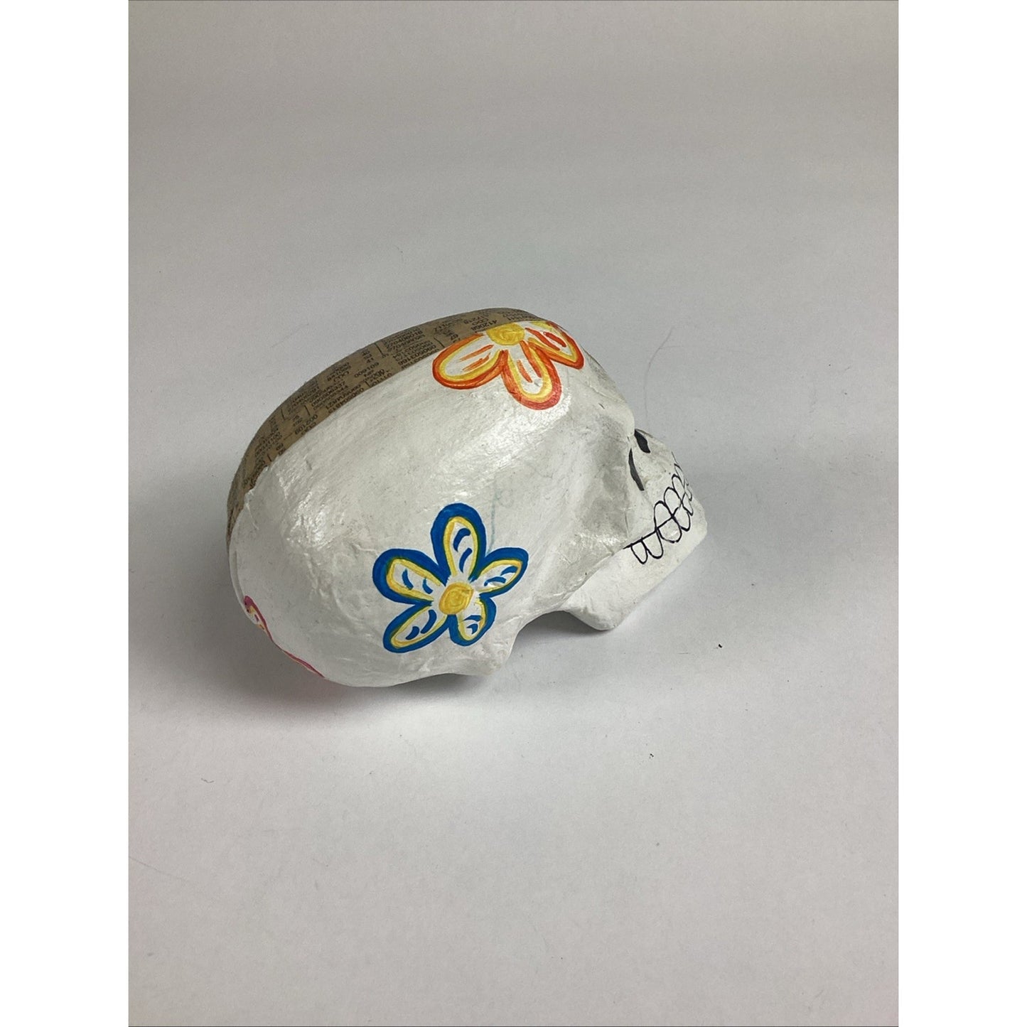 Vintage Papier Mache Floral Sugar Skull - Made In Mexico