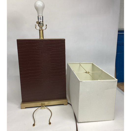 Safavieh Delia Brown Faux Crocodile Table Lamp W/ Shade