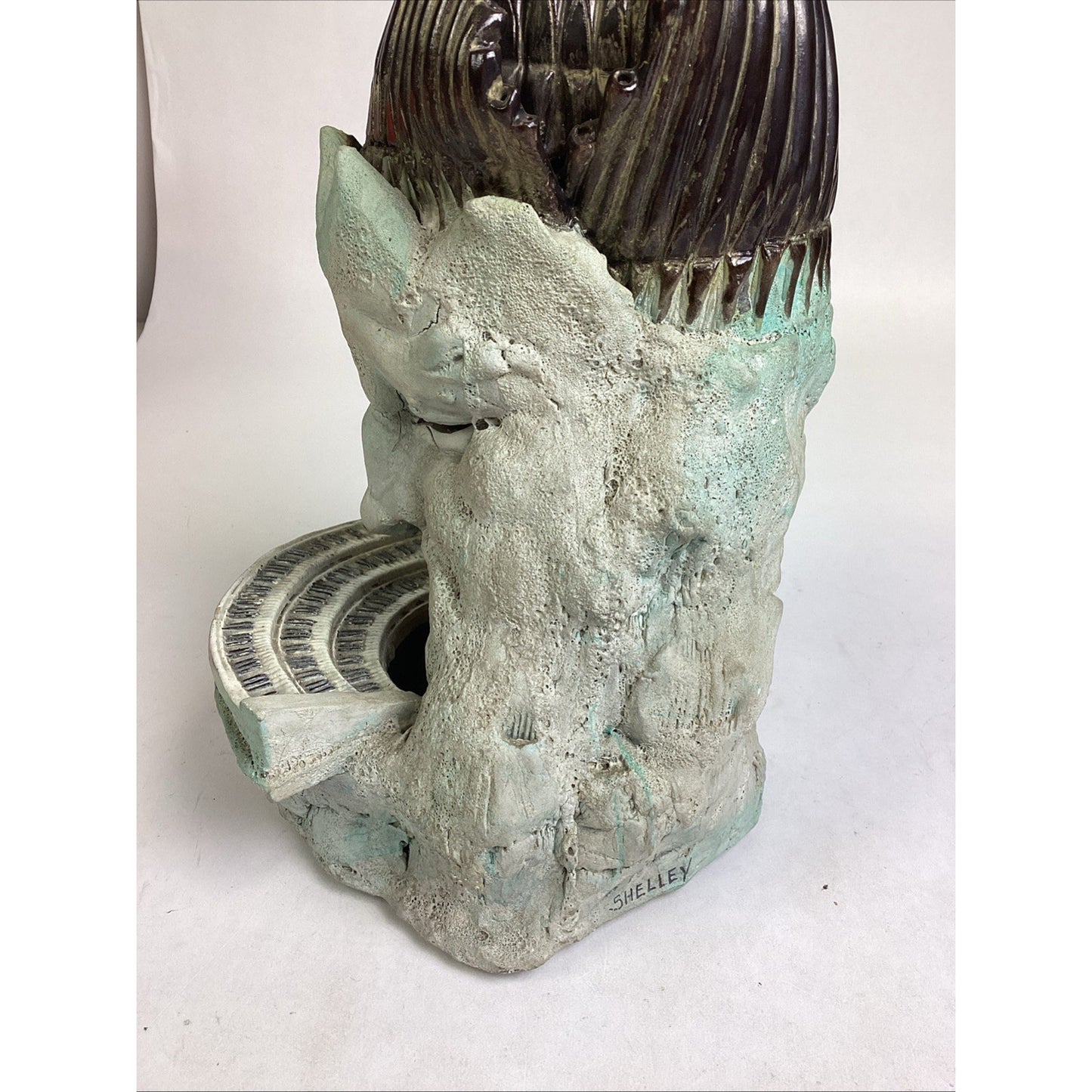 Whimsical Ceramic Sculpture- Surreal Face With Miniature Piano - 13.5”H