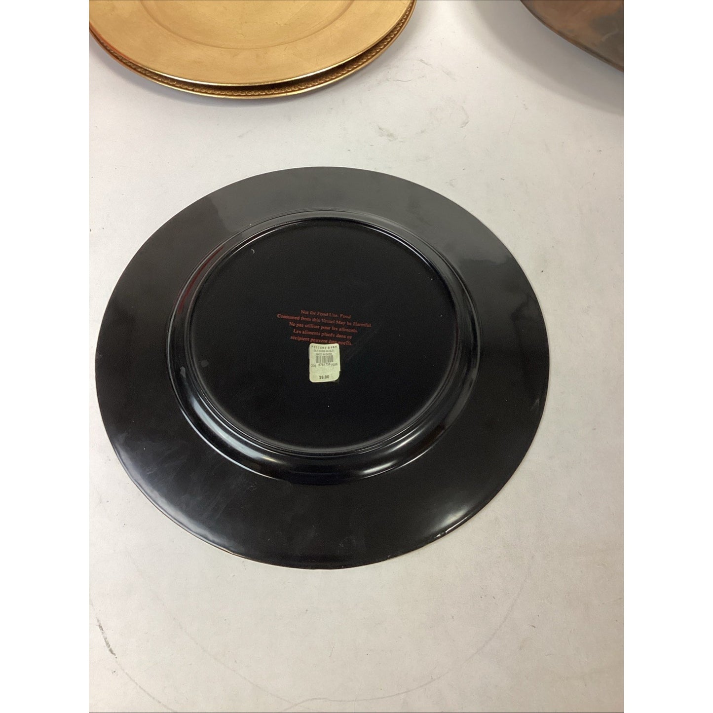 1989 Poplar Wood Round Tray And 3 Gilt Decorative Chargers