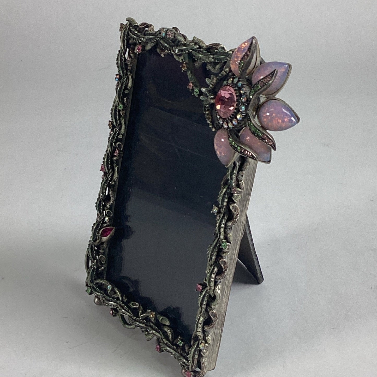 RJ Graziano Pink Floral Photo Frame With Multicolored Rhinestones - Italy