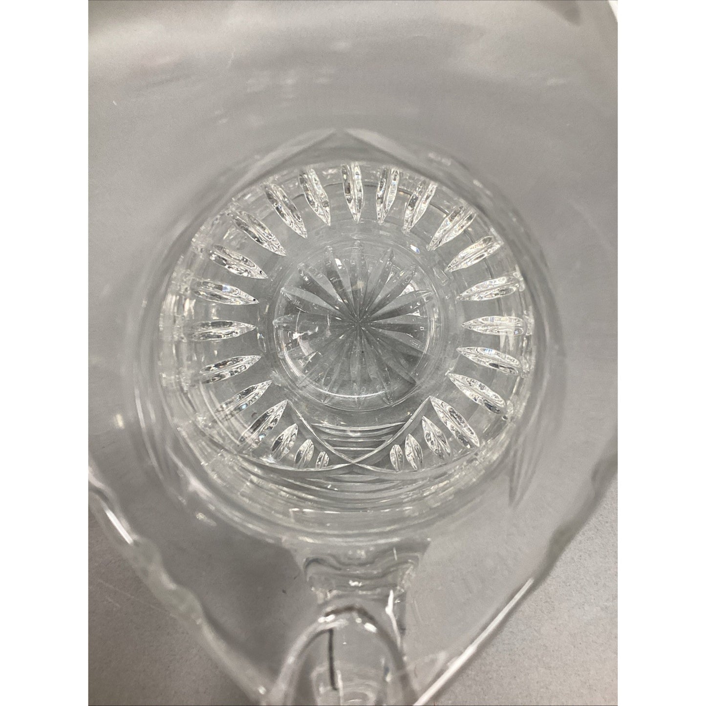 Vintage Cut Glass Floral Crystal Pitcher - 8.5”H
