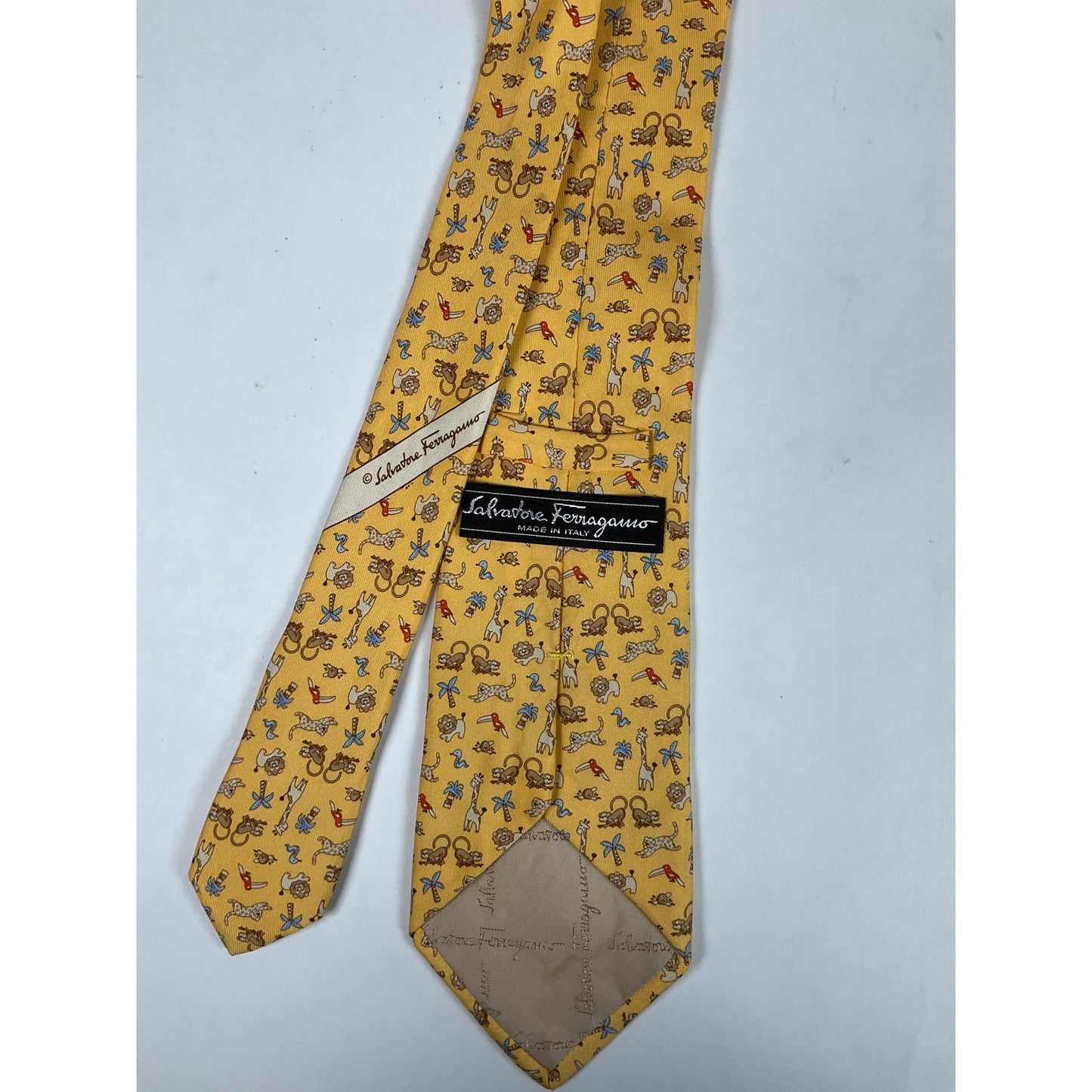 Mens Salvatore Ferragamo Yellow Animal Tie | No Box