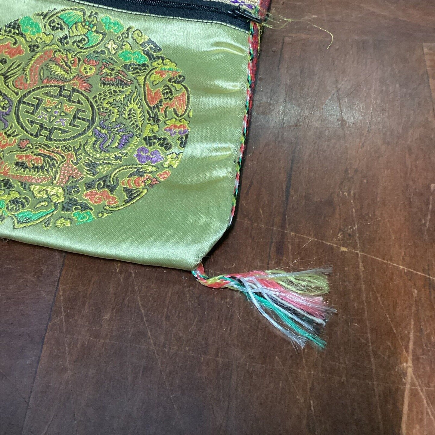 Multicolored Asian Silky Cross Body Purse Bag With 2 Pockets
