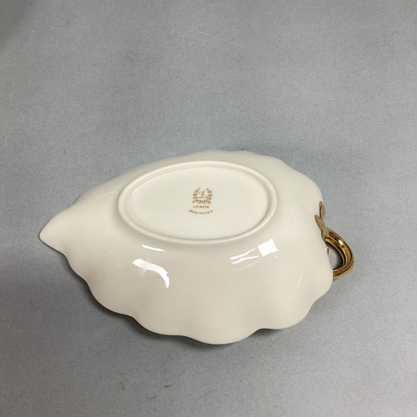 Lot Of 2 - Lenox Candy Nut Serving Dishes - Leaf Shaped/Banana Boat -Made In USA