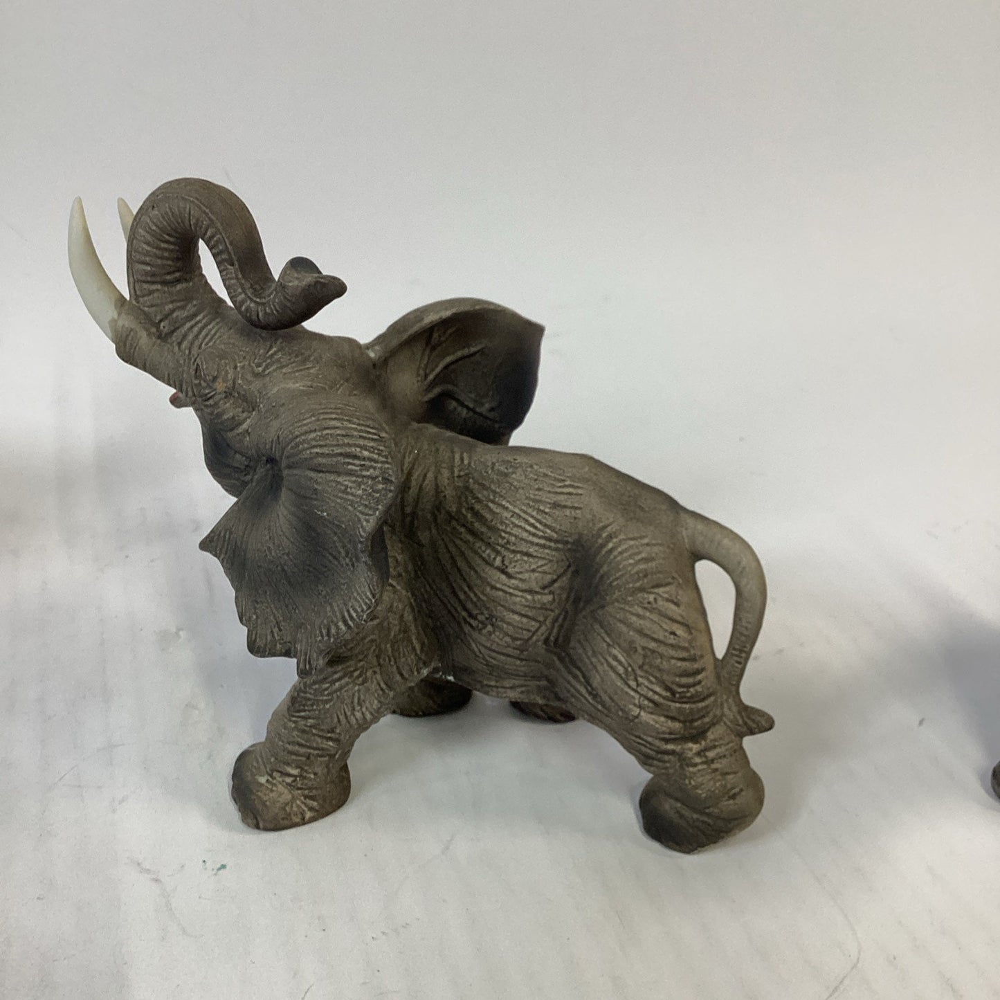 Lot Of 3 - 2 Bull Elephant Figurines & 1 Candle