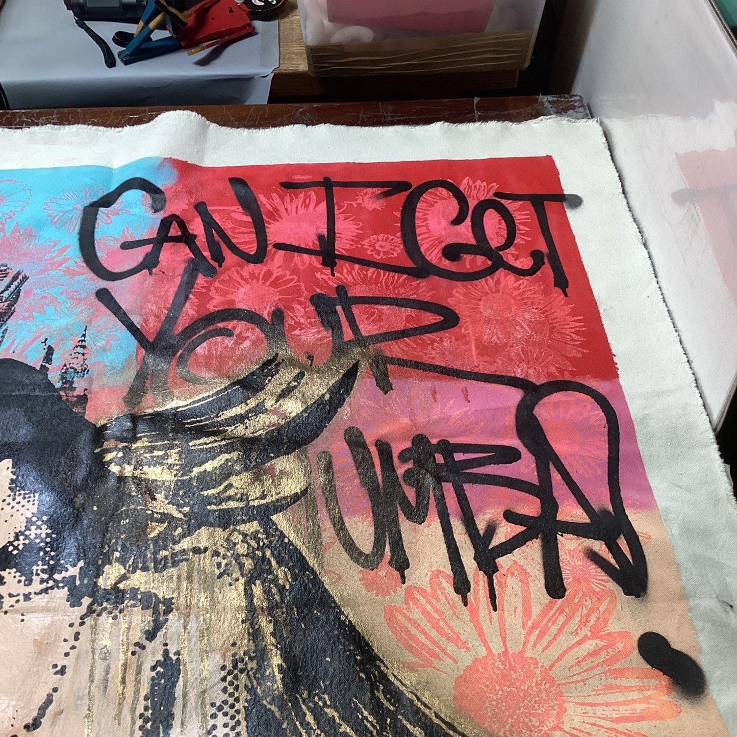 Painted Woman Nude Art On Canvas- Can I Get Your Numba? Signed By Artist -65x42”