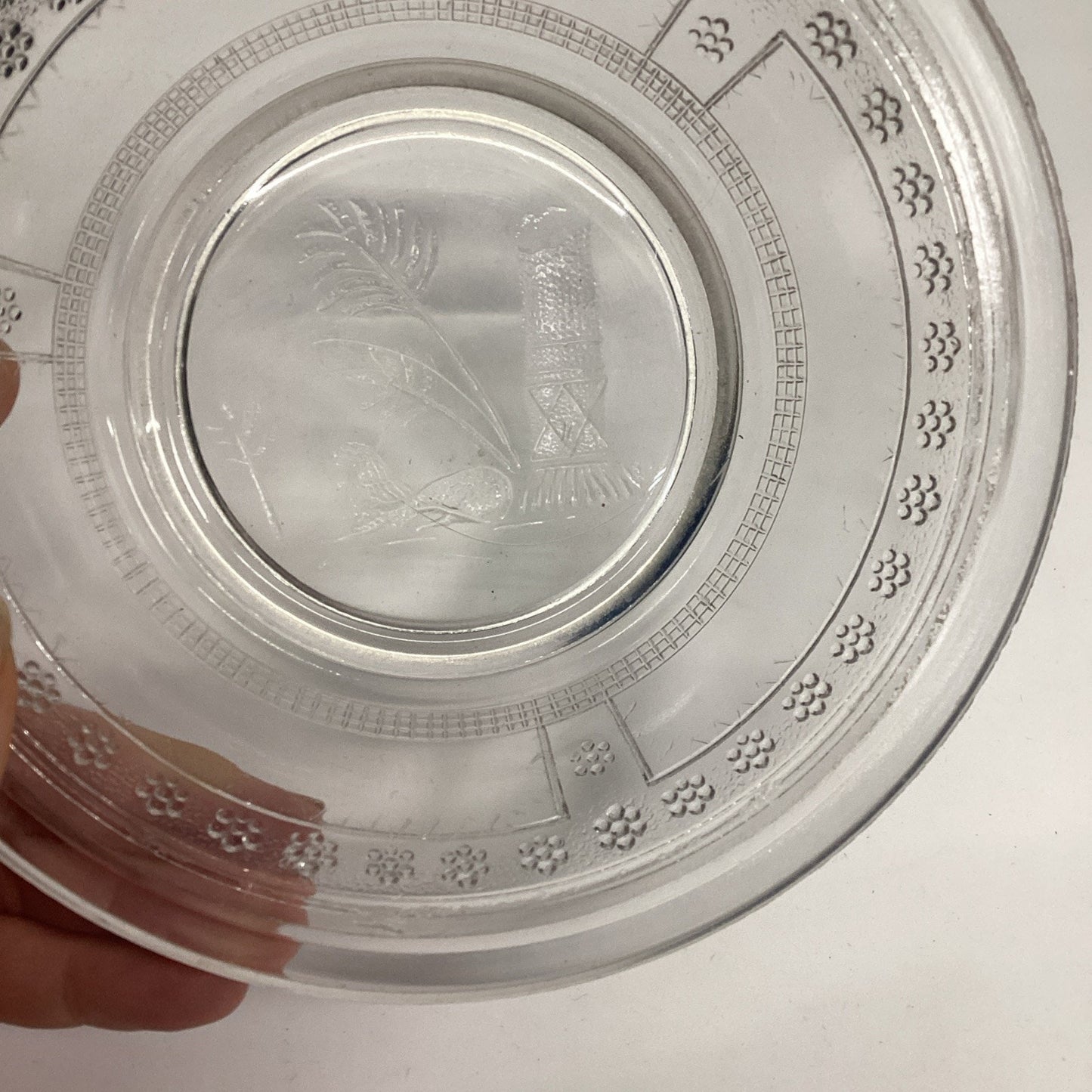Antique 1880’s Egyptian Pattern Pressed Glass Soup or Cereal Bowls