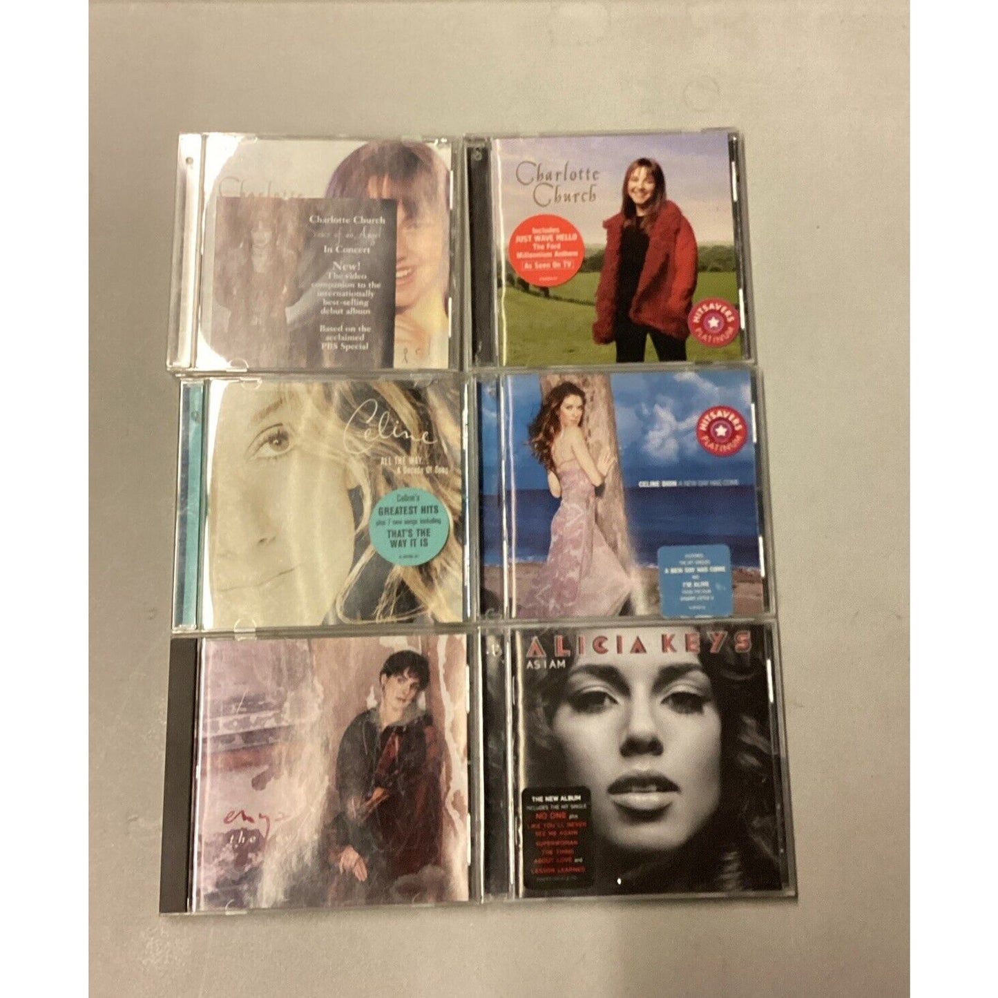 Lot Of 6 CDs By Charlotte Church, Celine Dion, Enya & Alicia Keys