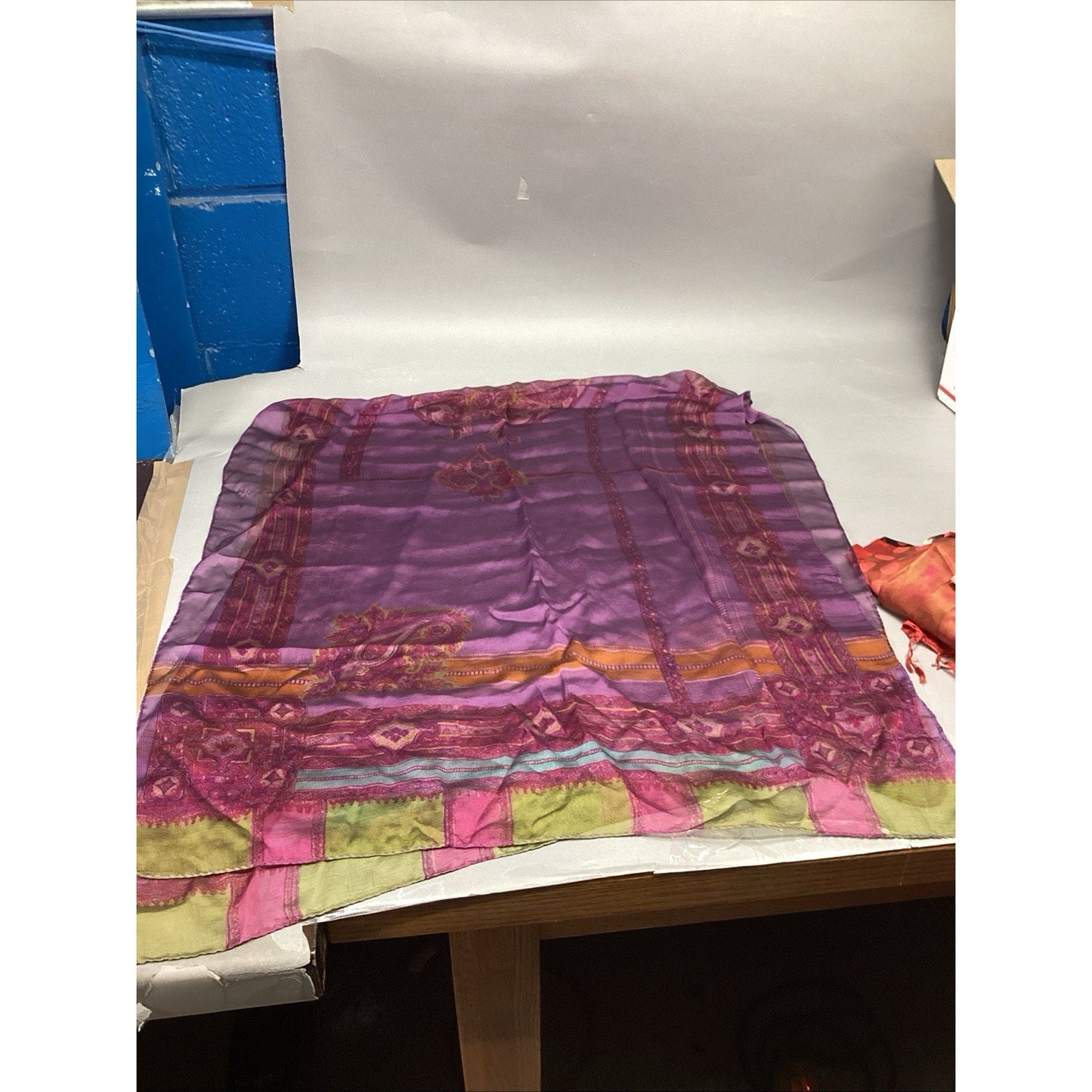 Vintage Purple Pink Paisley Women’s Silk Scarf - 62x26”