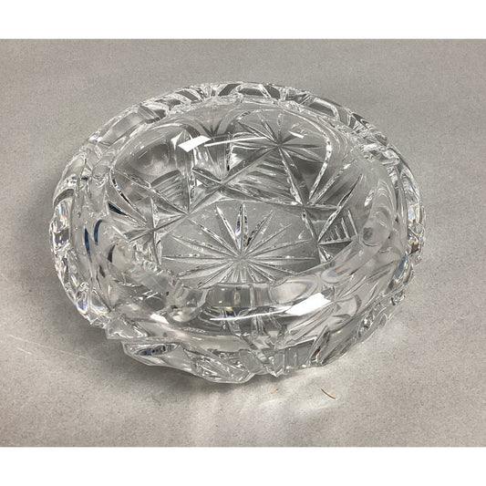 Beautiful Vintage Heavy Crystal Ashtray / Trinket Dish - 2.25x5.5”
