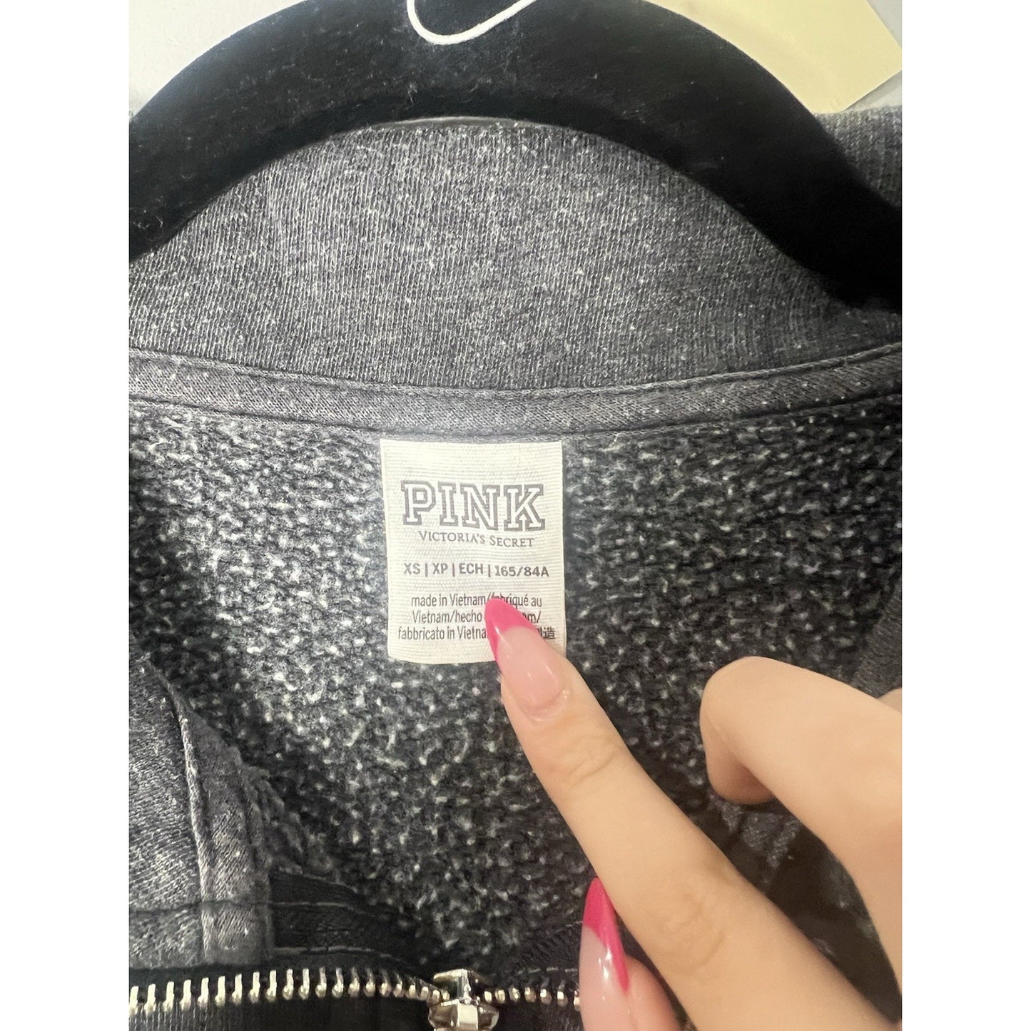 Victoria's Secret PINK Women Sweatshirt XS Grey Activewear Logo Zipper