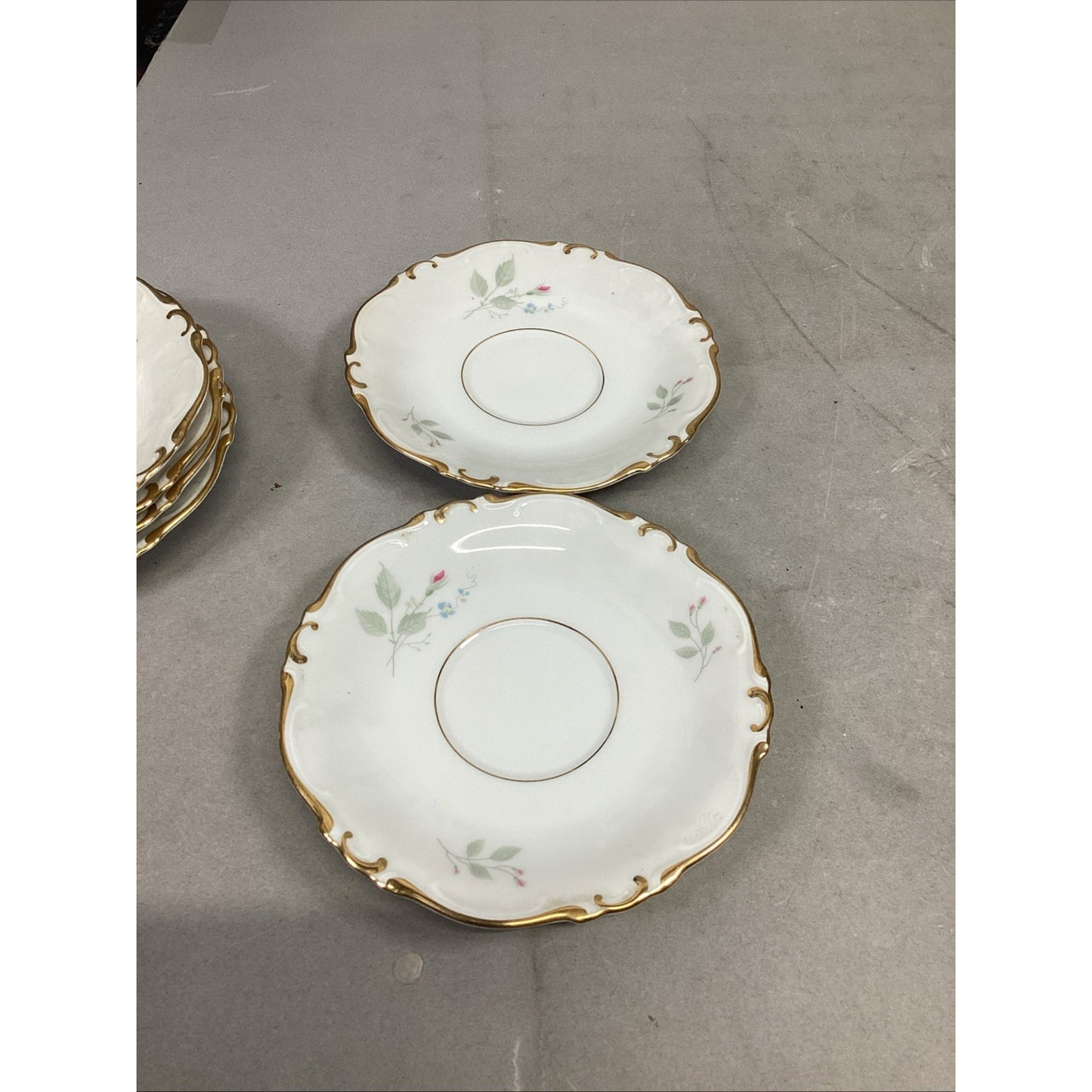 Set Of 8 Floral H&Co Selb Bavaria Germany Heinrich Saucers #66