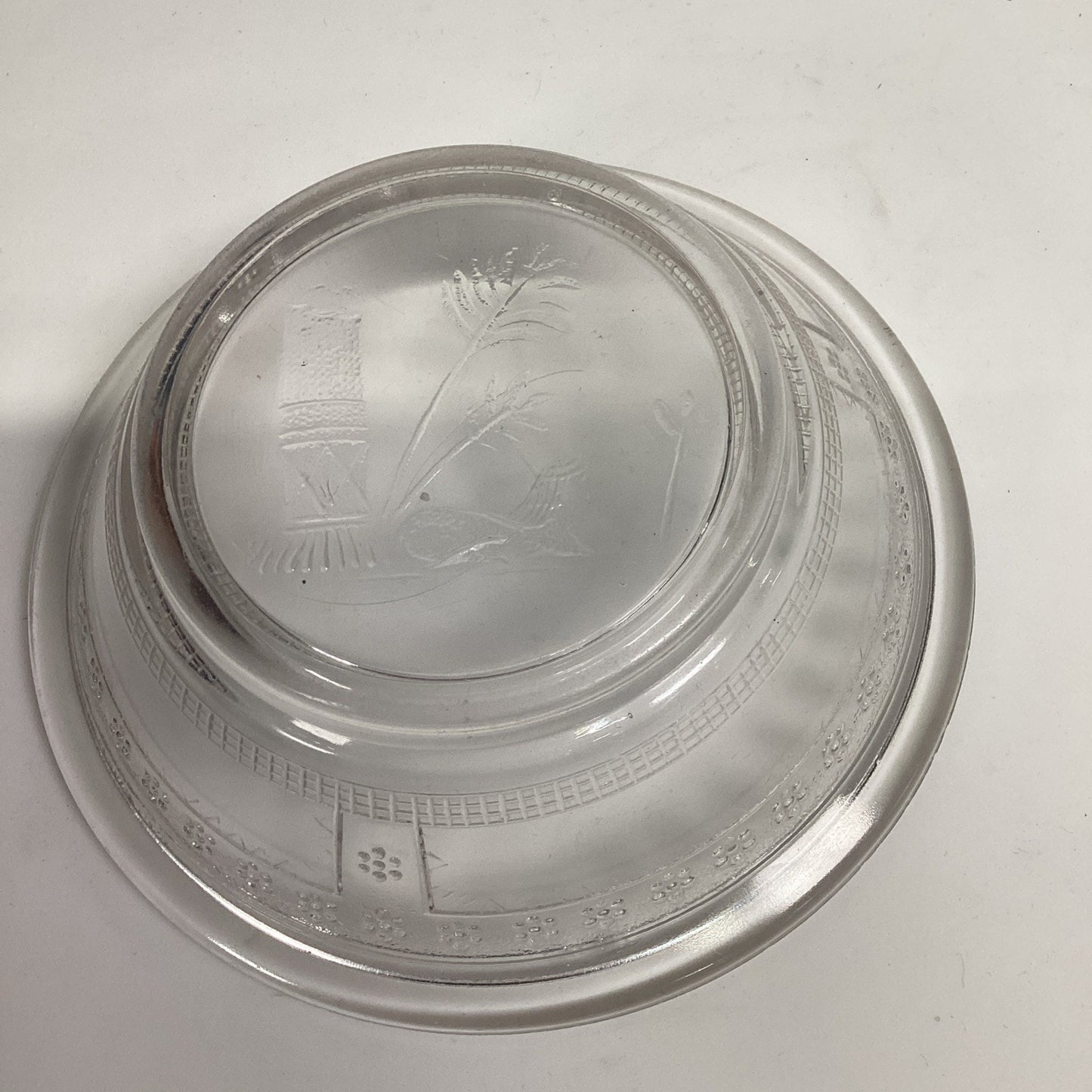 Antique 1880’s Egyptian Pattern Pressed Glass Soup or Cereal Bowls