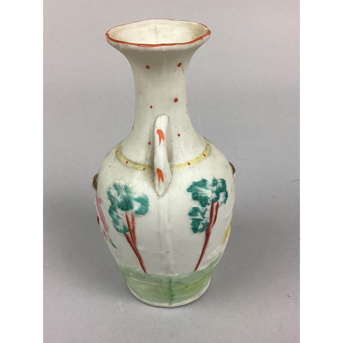 Vintage Mother Son Outdoor Scene Vase - 6”