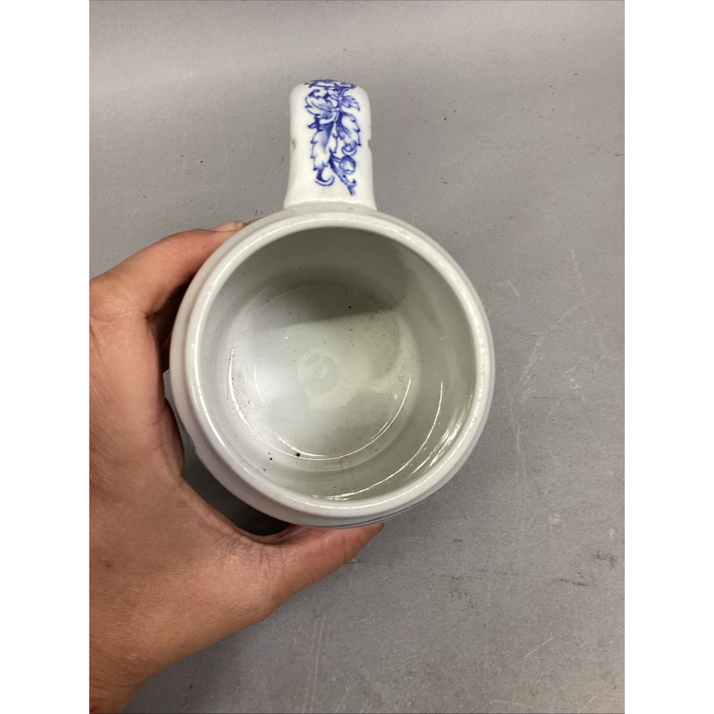 BFK Teniers Vintage Blue White Beer Stein Tankard - No Lid