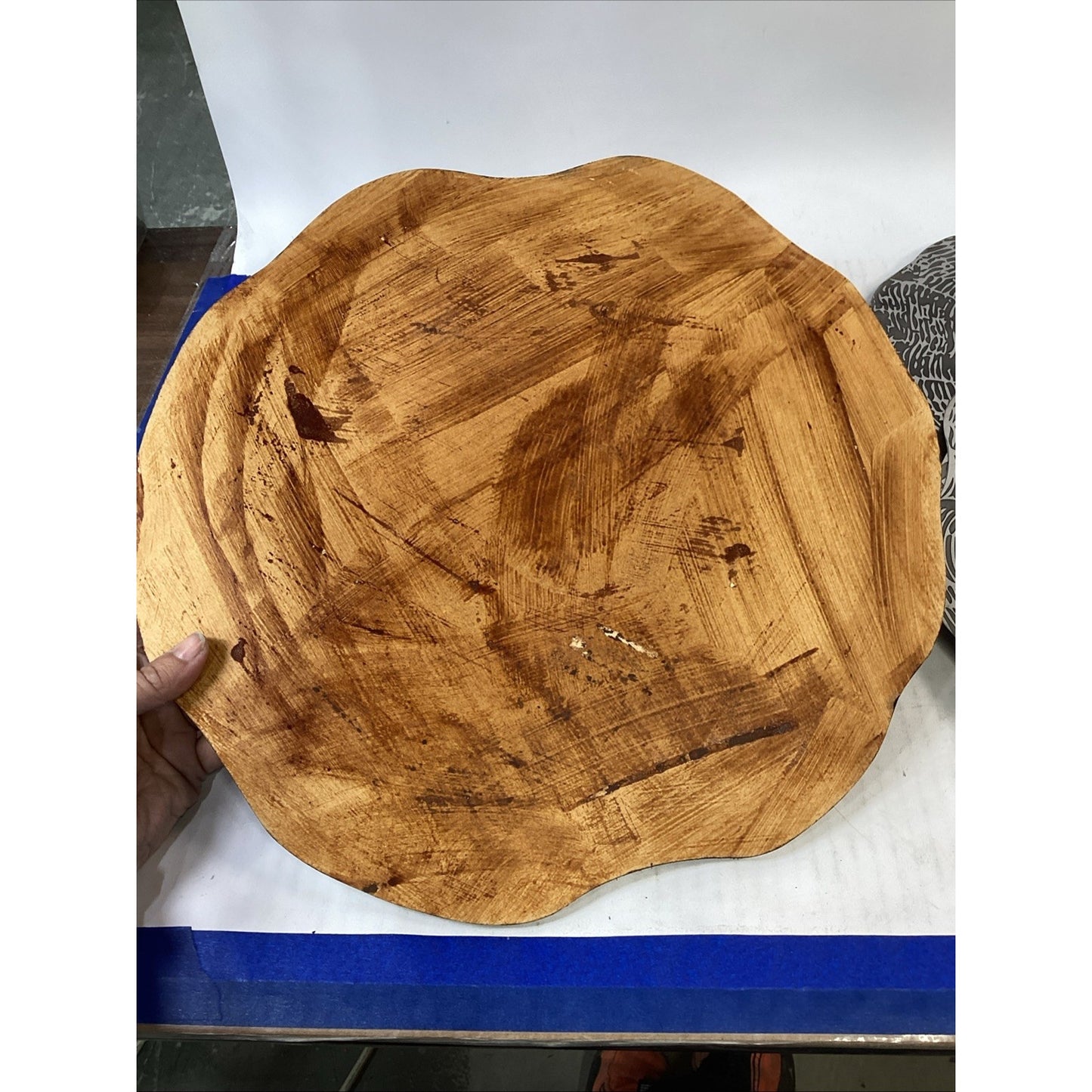 Set Of 4 Kim Seybert Metallic Wood Slice Charger Plates/Placemats - 15x14.5”