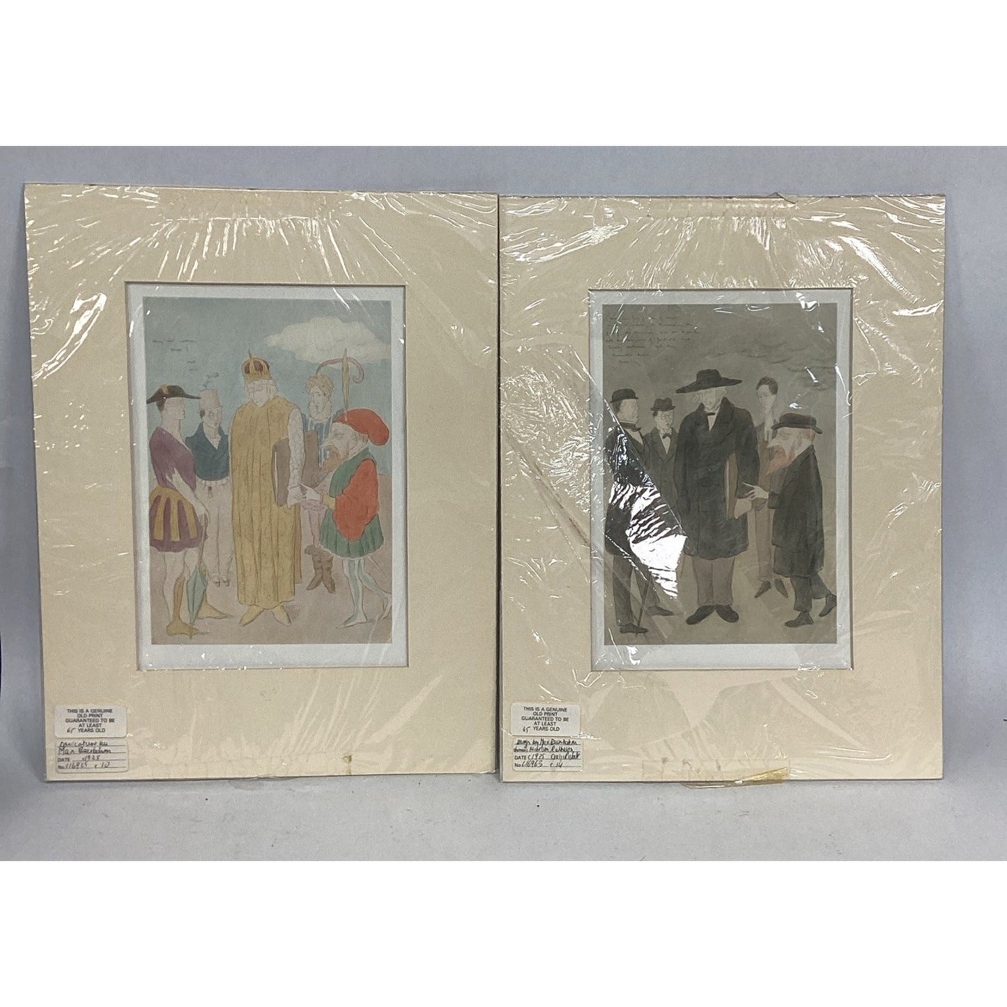2 Antique 1925 Prints By Max Beerbohm- Nicholson Rattheson & A Caricature