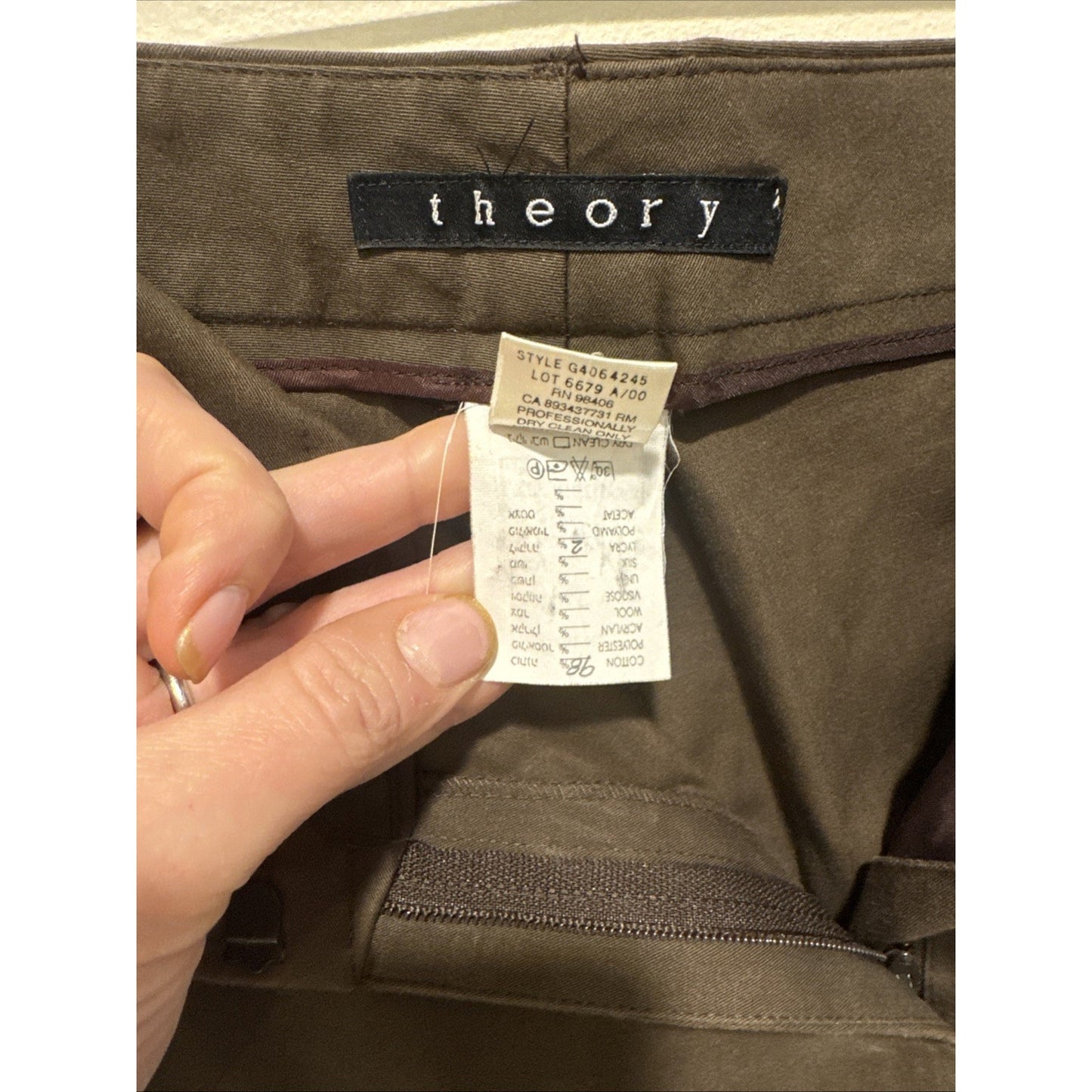 Theory Women Brown Dress Pants Zip 25in Inseam Size 8
